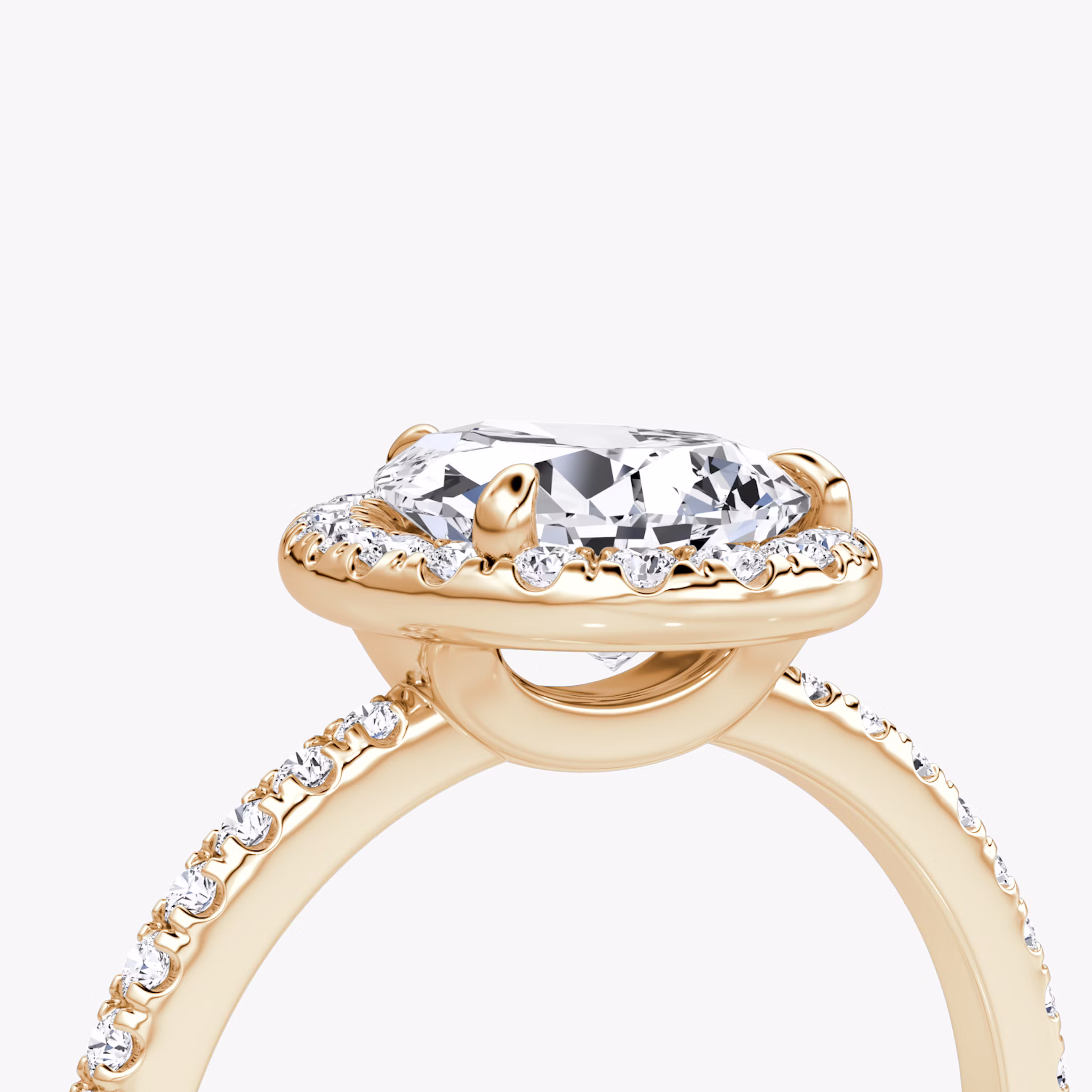 Halo | Tropfen | 14k | Roségold | bandAccent: Mit Pavé-Besatz | haloSize: original | diamondOrientation: vertical | caratWeight: other