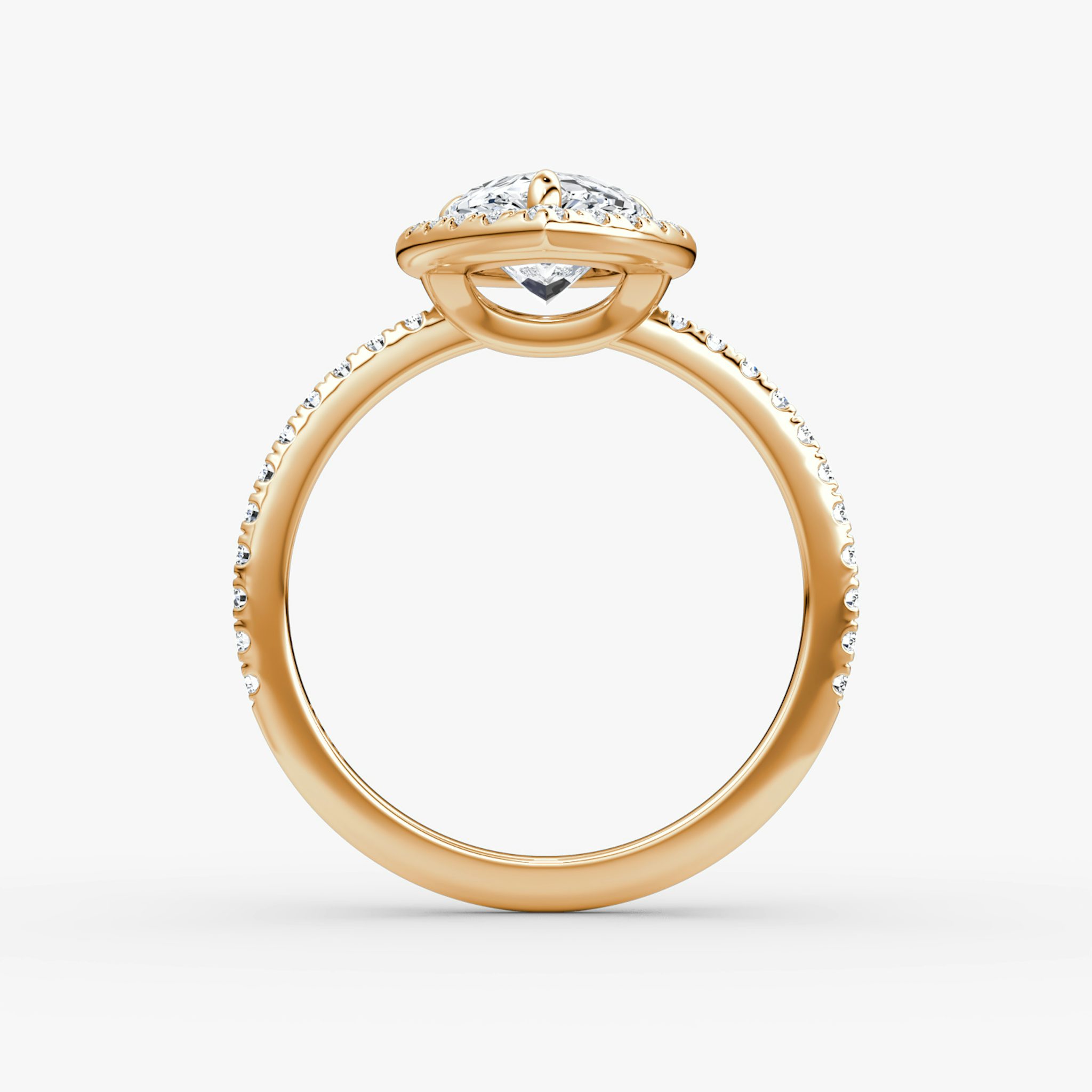Halo | Tropfen | 14k | Roségold | bandAccent: Mit Pavé-Besatz | haloSize: original | diamondOrientation: vertical | caratWeight: other