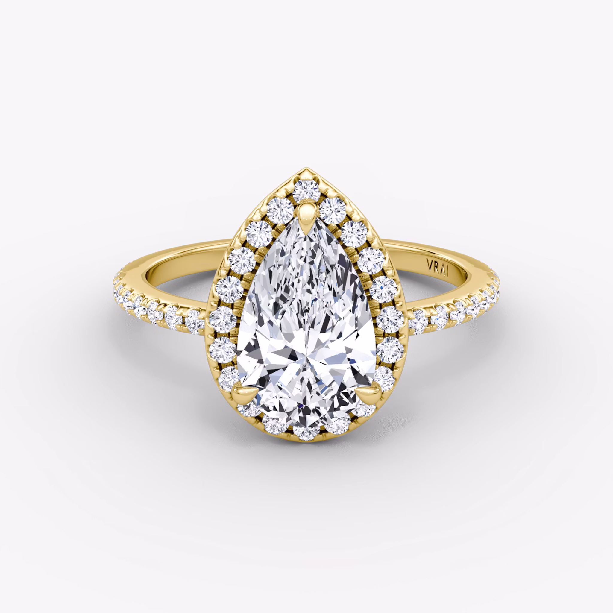 The Halo Pear | Yellow Gold