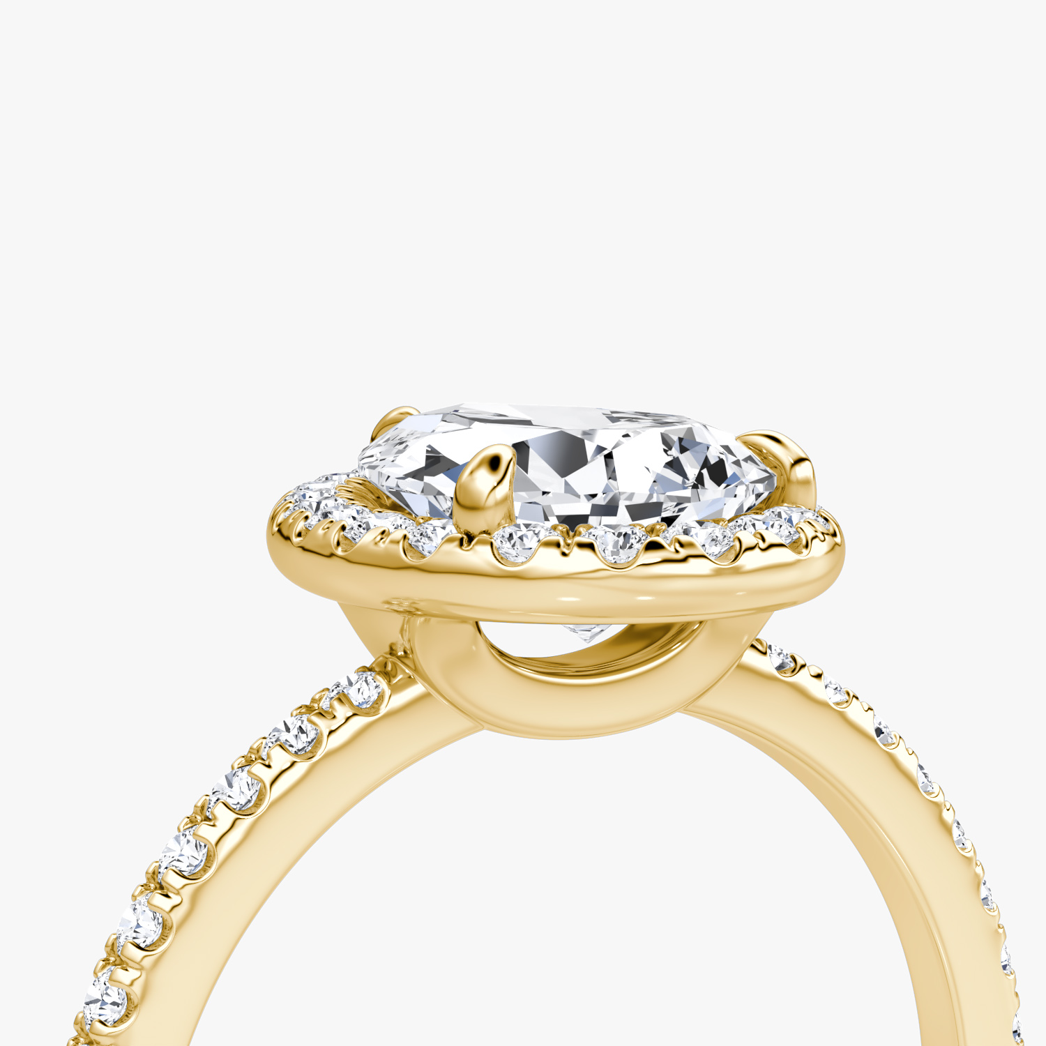 The Halo | Pear | 18k | Yellow Gold | bandAccent: Pavé | haloSize: original | diamondOrientation: vertical | caratWeight: other