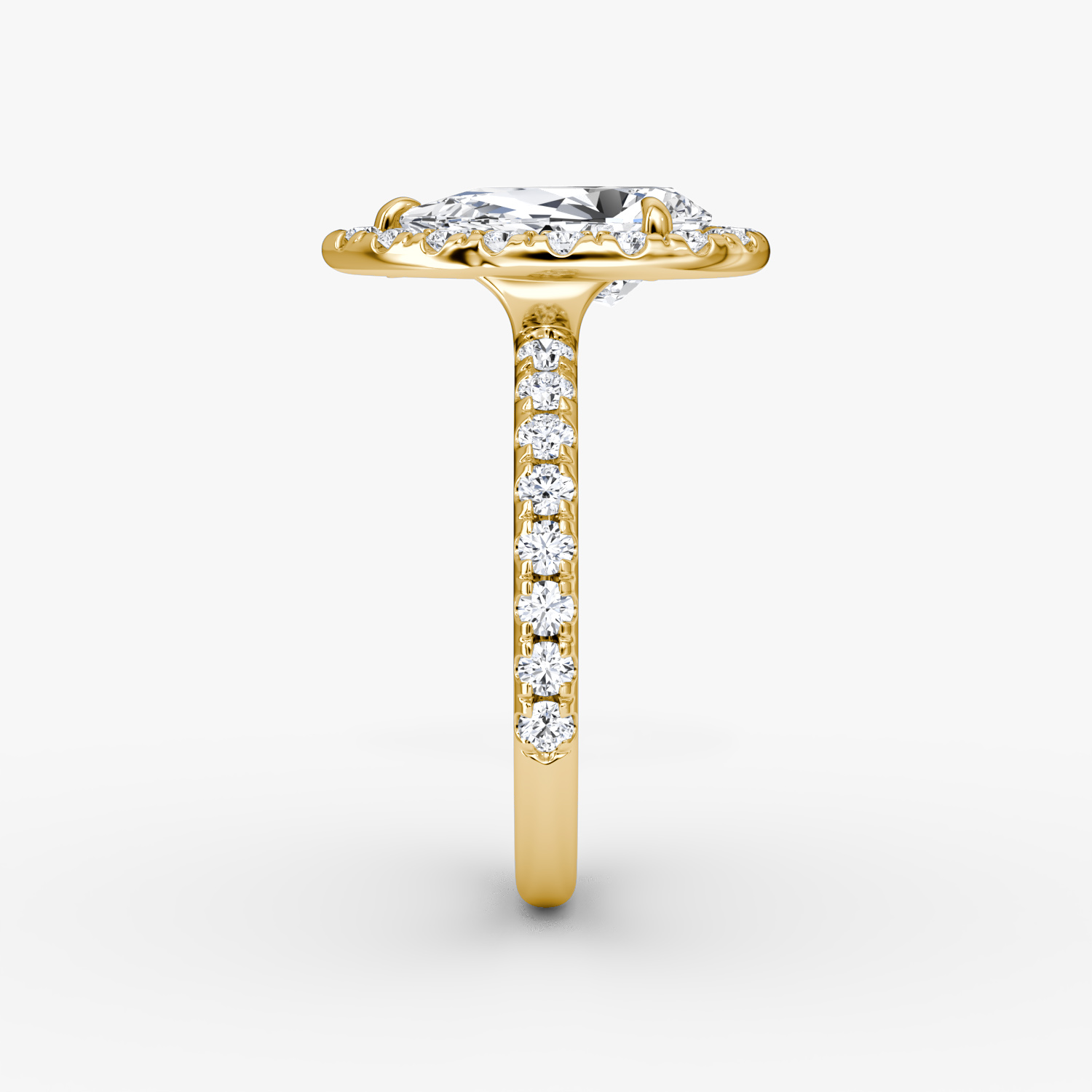 The Halo | Pear | 18k | Yellow Gold | bandAccent: Pavé | haloSize: large | diamondOrientation: vertical | caratWeight: other