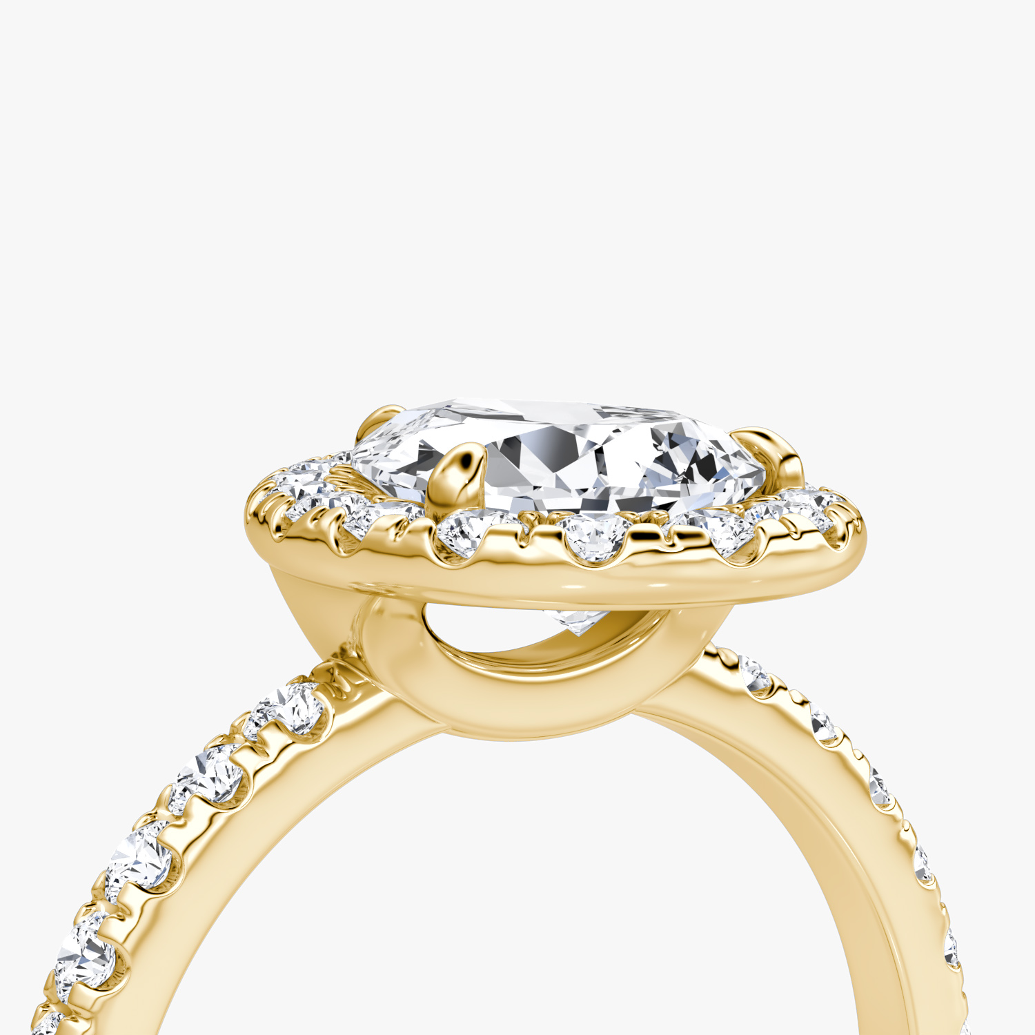 The Halo | Pear | 18k | Yellow Gold | bandAccent: Pavé | haloSize: large | diamondOrientation: vertical | caratWeight: other