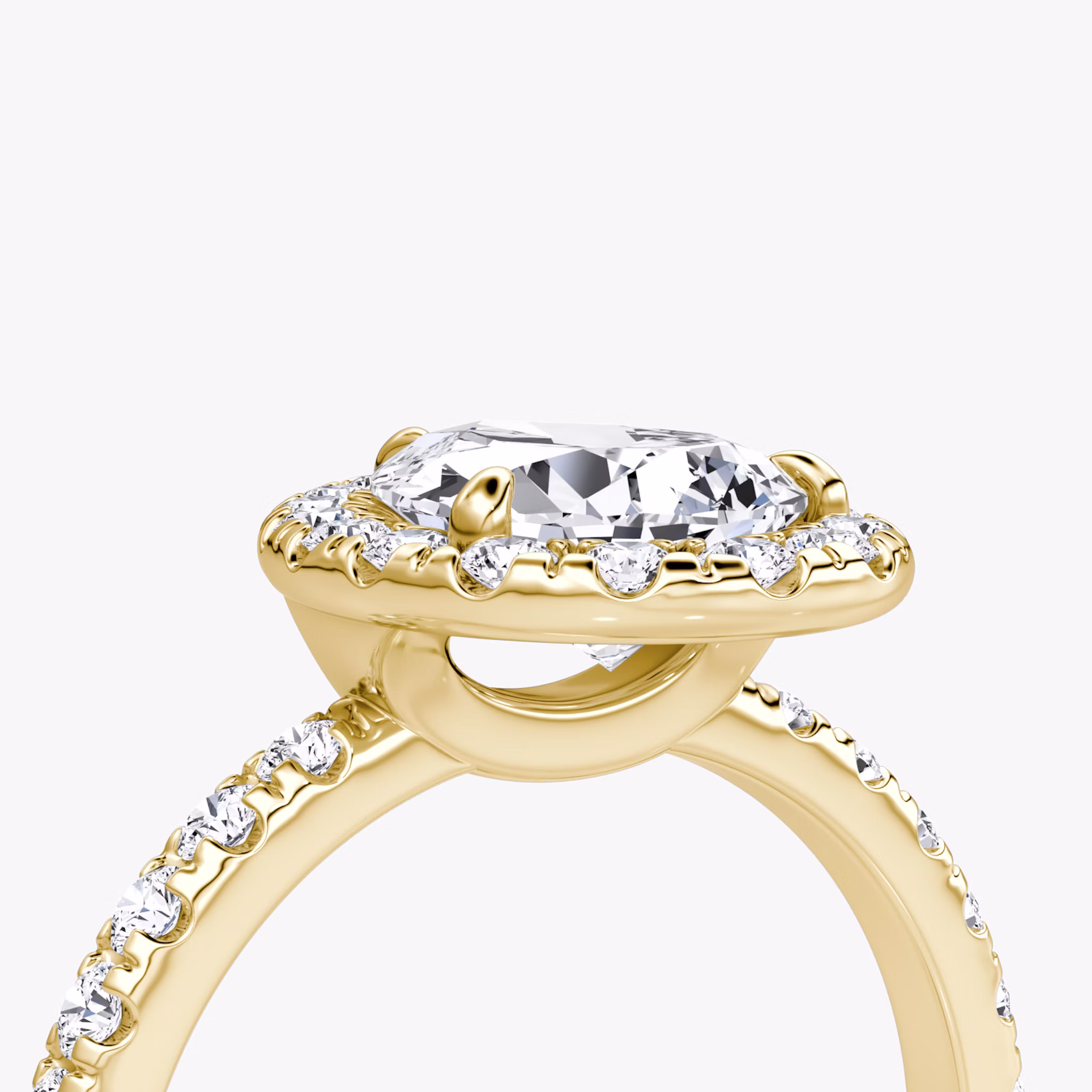 The Halo | Pear | 18k | Yellow Gold | bandAccent: Pavé | haloSize: large | diamondOrientation: vertical | caratWeight: other