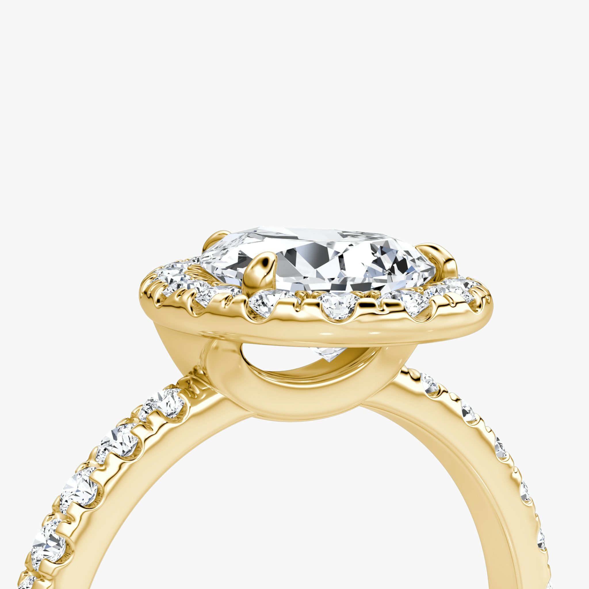 The Halo | Pear | 18k | Yellow Gold | bandAccent: Pavé | haloSize: large | diamondOrientation: vertical | caratWeight: other