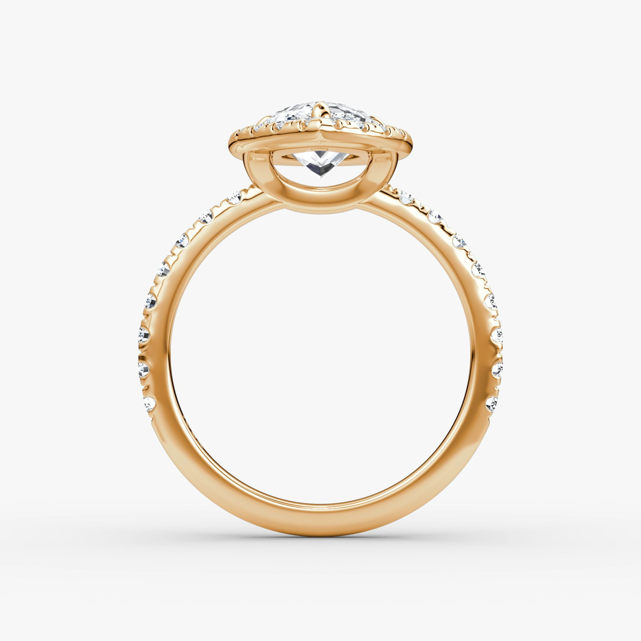 Anillo de compromiso Halo | Pera | 14k | Oro rosa | bandAccent: Pavé | haloSize: large | diamondOrientation: vertical | caratWeight: other