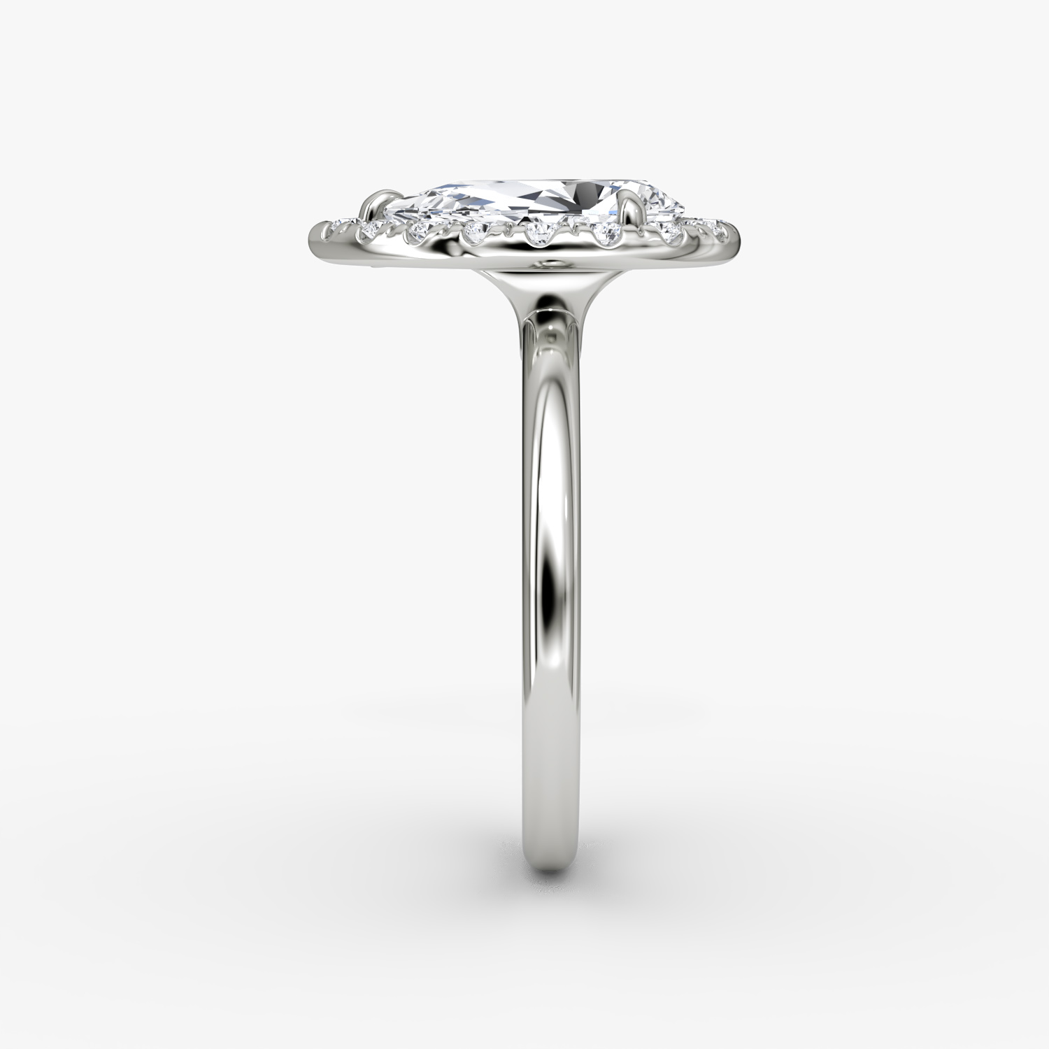 The Halo | Pear | Platinum | bandAccent: Plain | haloSize: large | diamondOrientation: vertical | caratWeight: other