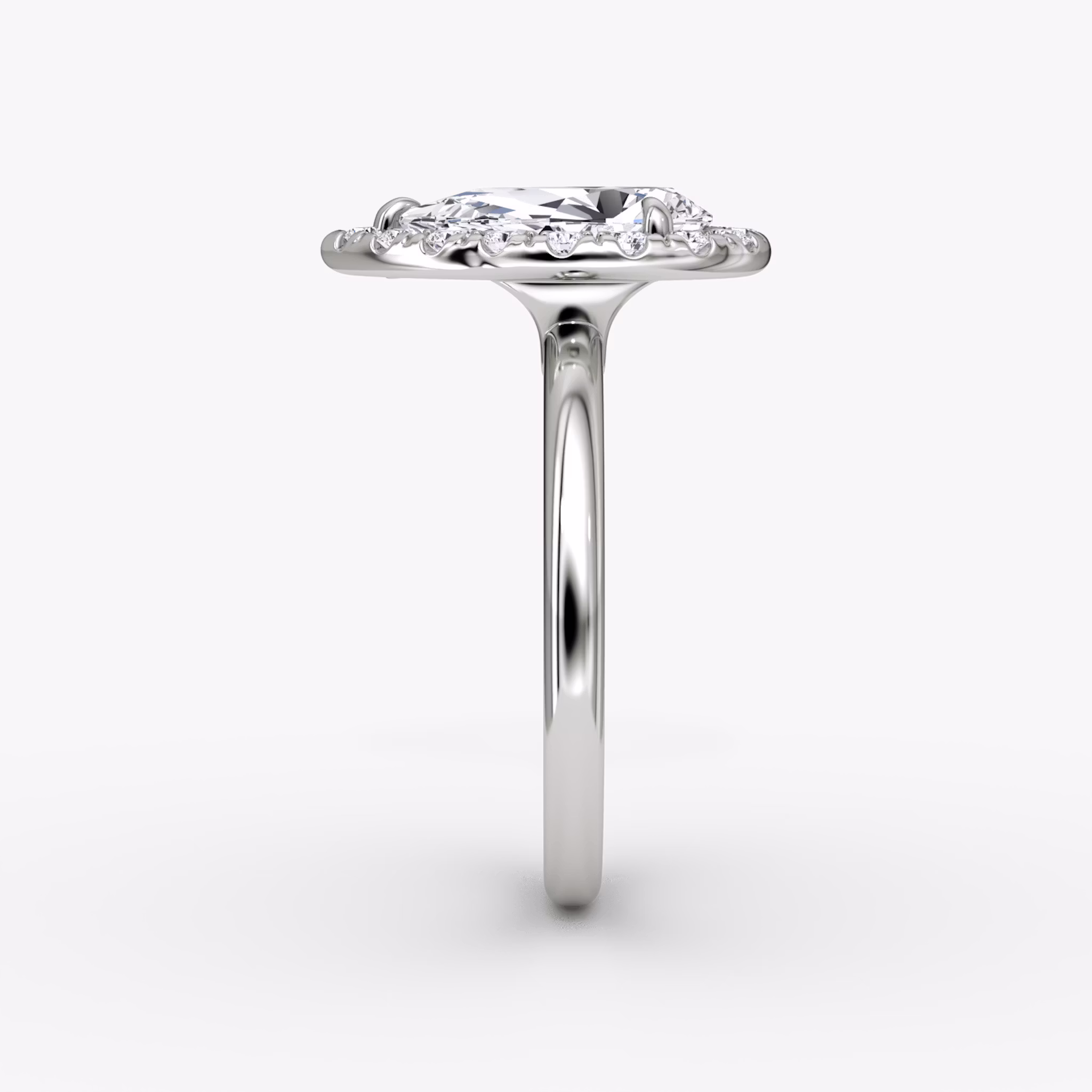 The Halo | Pear | Platinum | bandAccent: Plain | haloSize: large | diamondOrientation: vertical | caratWeight: other