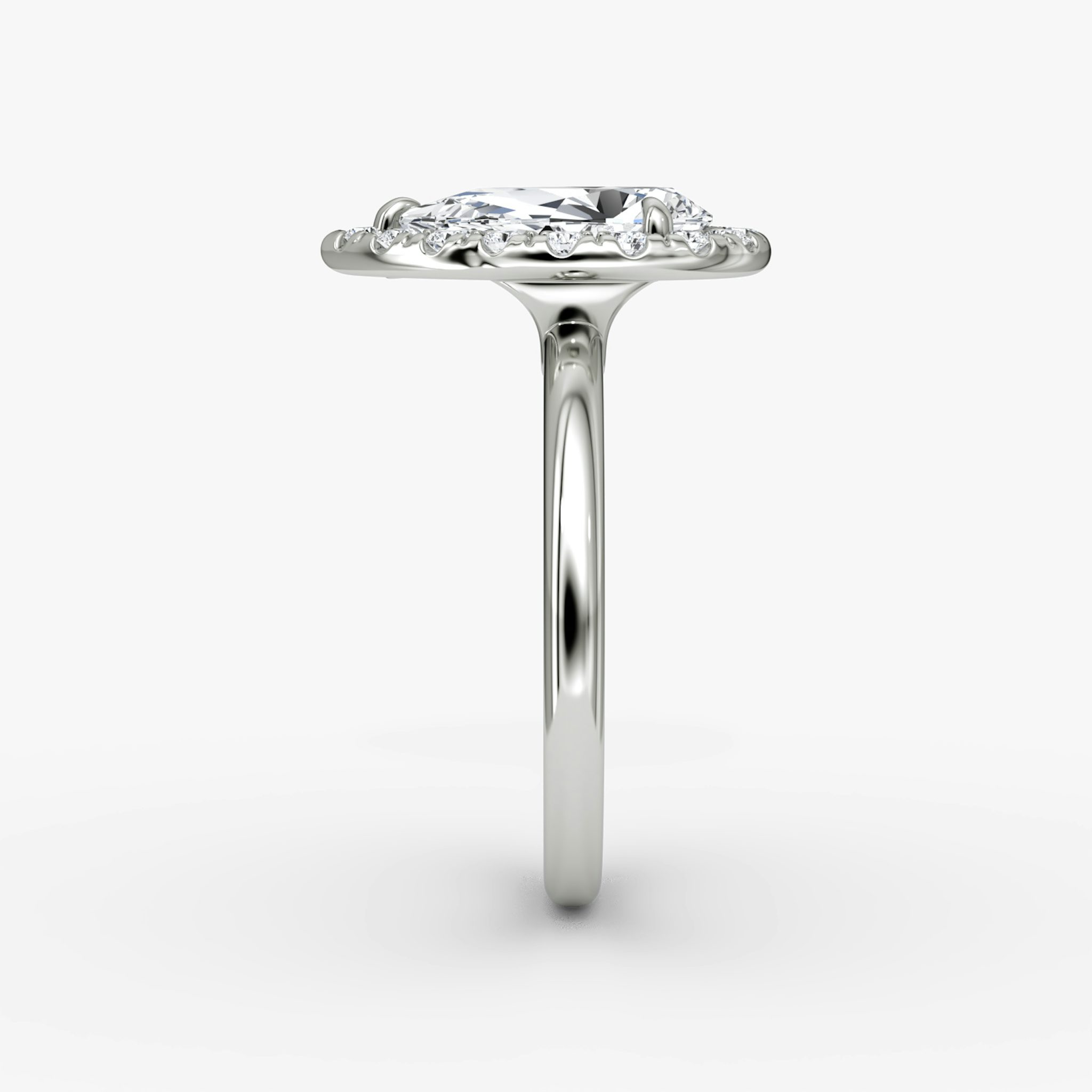 The Halo | Pear | Platinum | bandAccent: Plain | haloSize: large | diamondOrientation: vertical | caratWeight: other