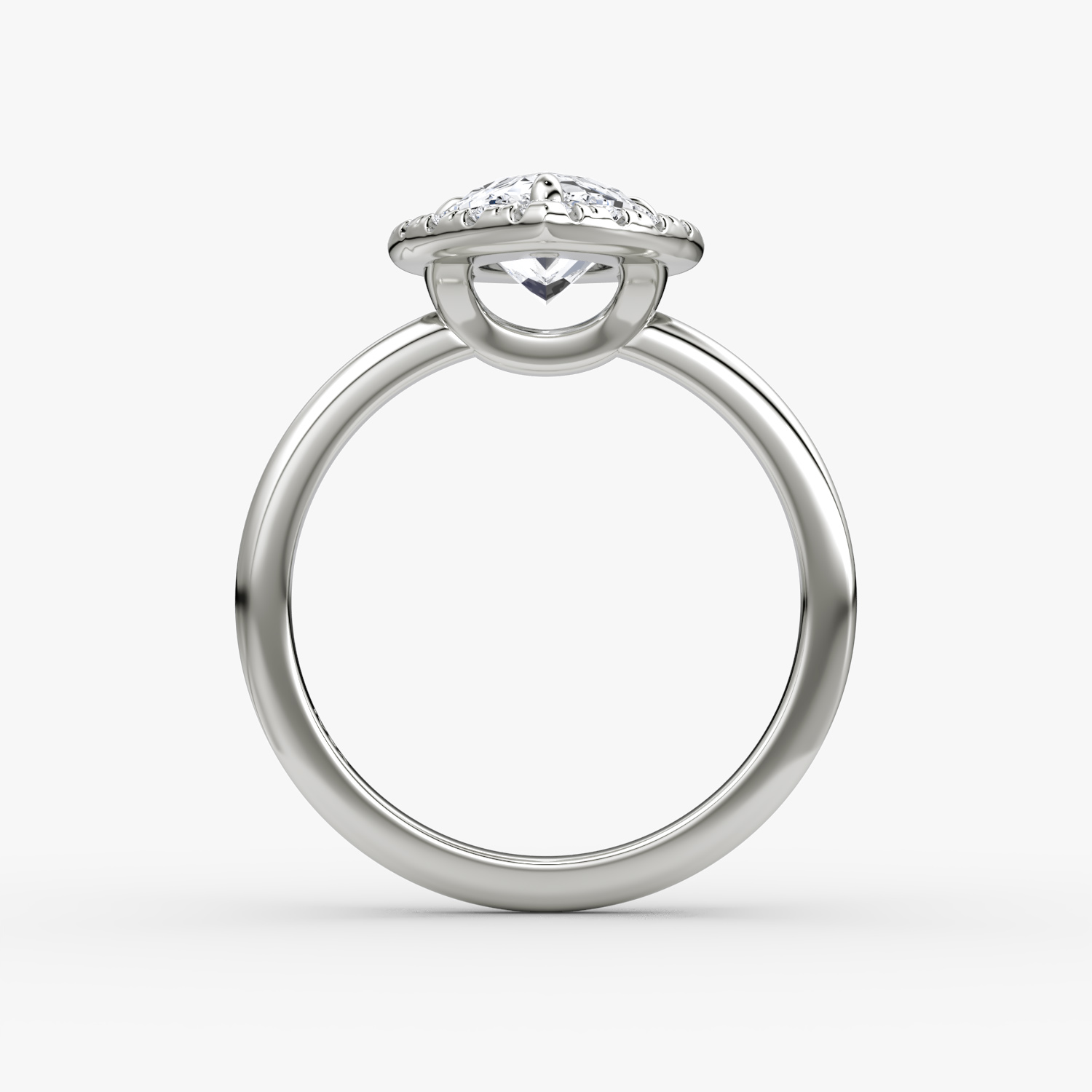 The Halo | Pear | Platinum | bandAccent: Plain | haloSize: large | diamondOrientation: vertical | caratWeight: other
