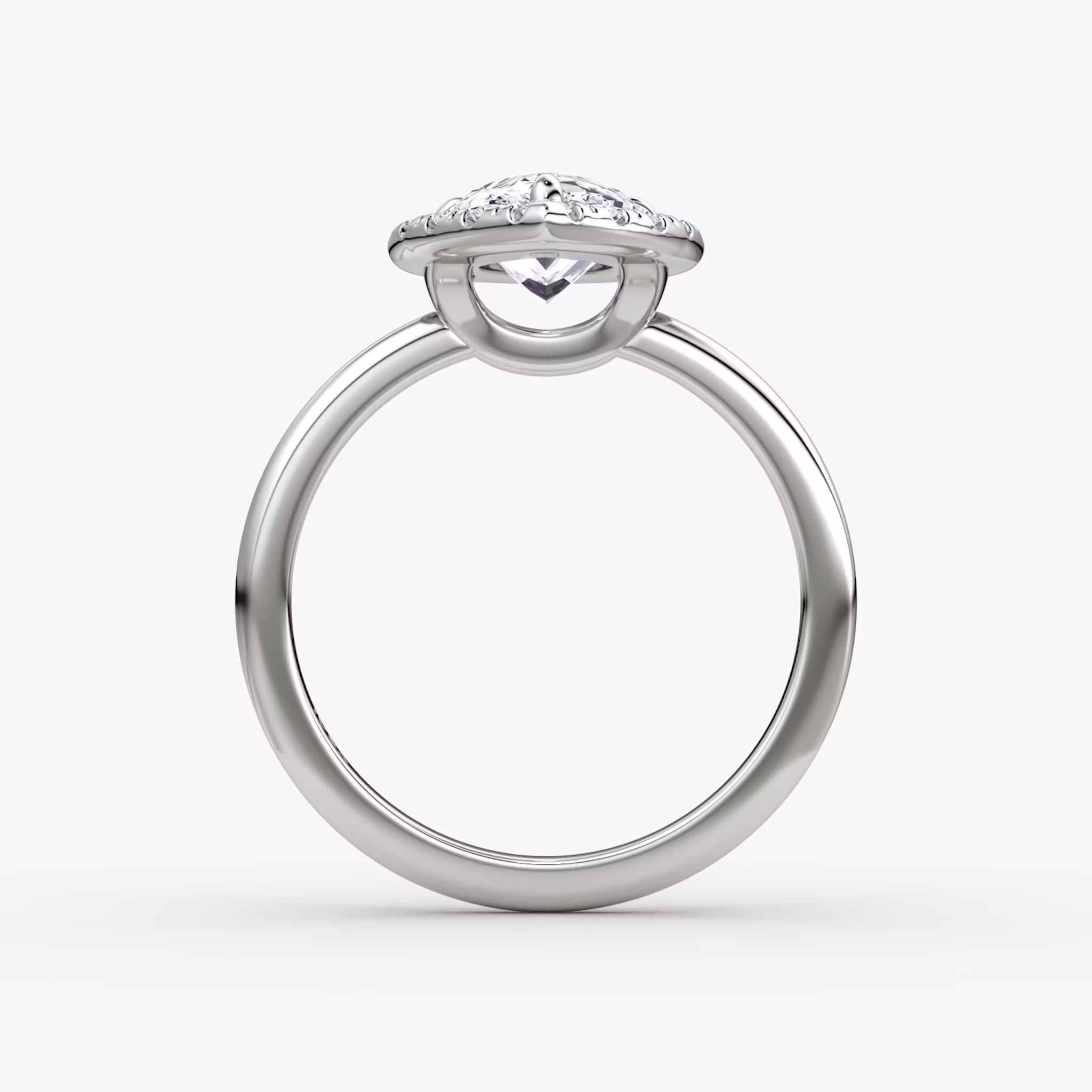 The Halo | Pear | Platinum | bandAccent: Plain | haloSize: large | diamondOrientation: vertical | caratWeight: other