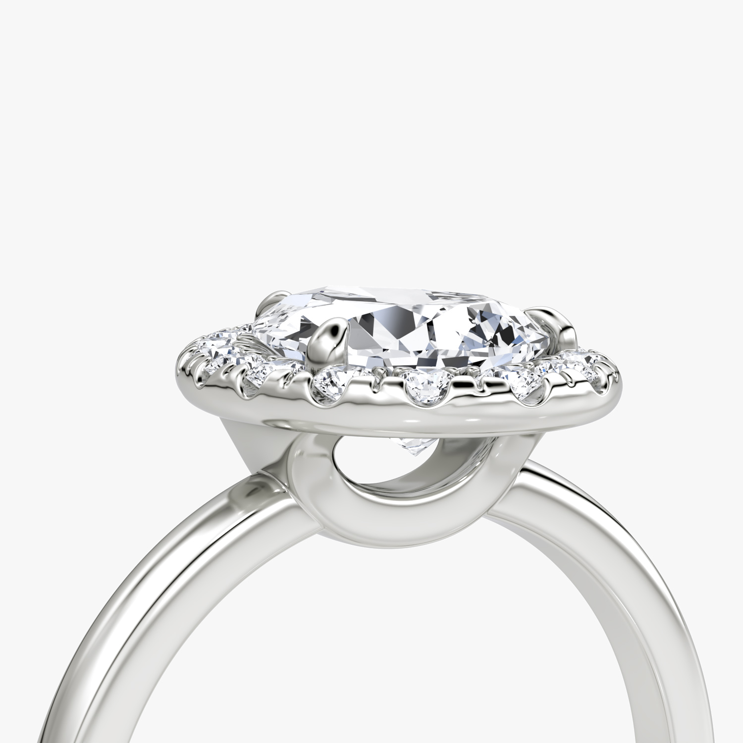 The Halo | Pear | Platinum | bandAccent: Plain | haloSize: large | diamondOrientation: vertical | caratWeight: other