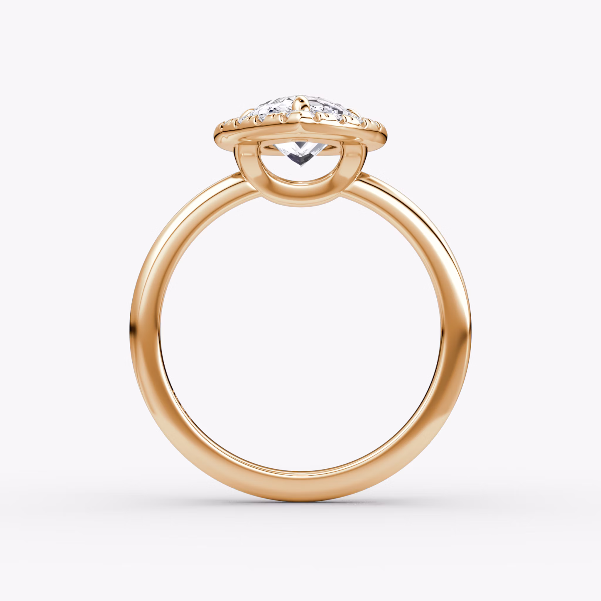 The Halo | Pear | 14k | Rose Gold | bandAccent: Plain | haloSize: large | diamondOrientation: vertical | caratWeight: other