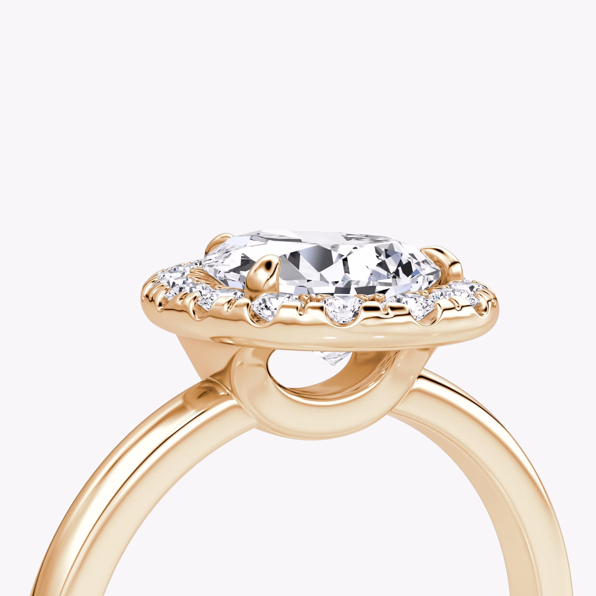 The Halo | Pear | 14k | Rose Gold | bandAccent: Plain | haloSize: large | diamondOrientation: vertical | caratWeight: other