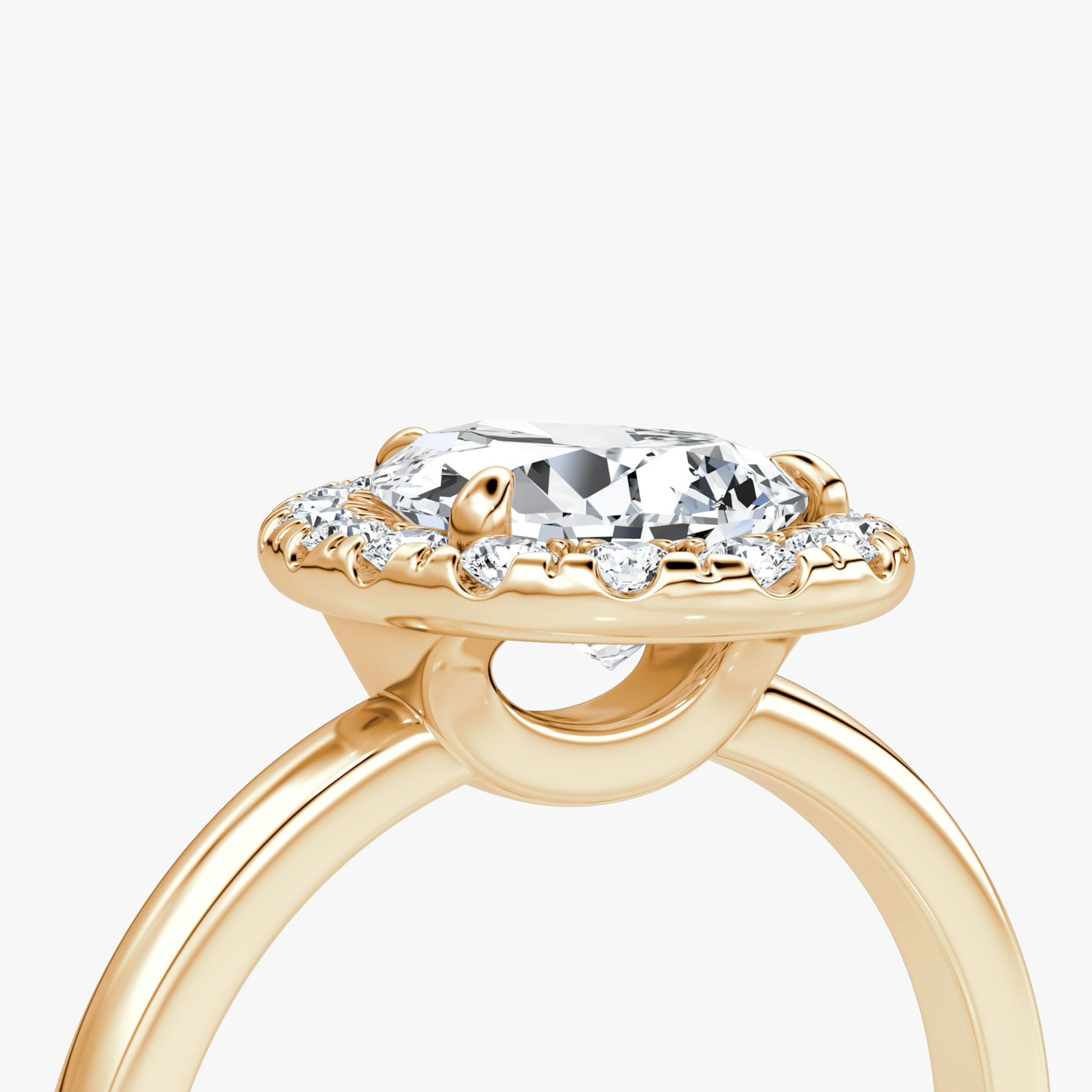 The Halo | Pear | 14k | Rose Gold | bandAccent: Plain | haloSize: large | diamondOrientation: vertical | caratWeight: other