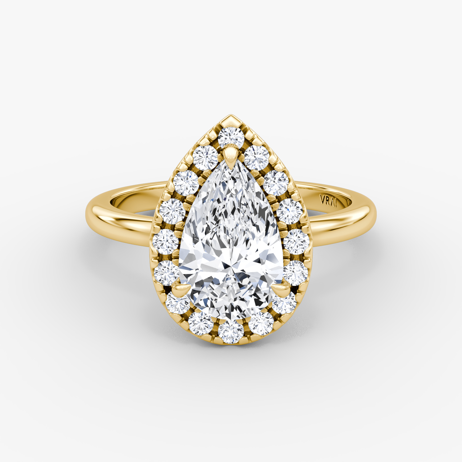 Halo | Tropfen | 18k | Gelbgold | bandAccent: Ohne Pavé-Besatz | haloSize: large | diamondOrientation: vertical | caratWeight: other