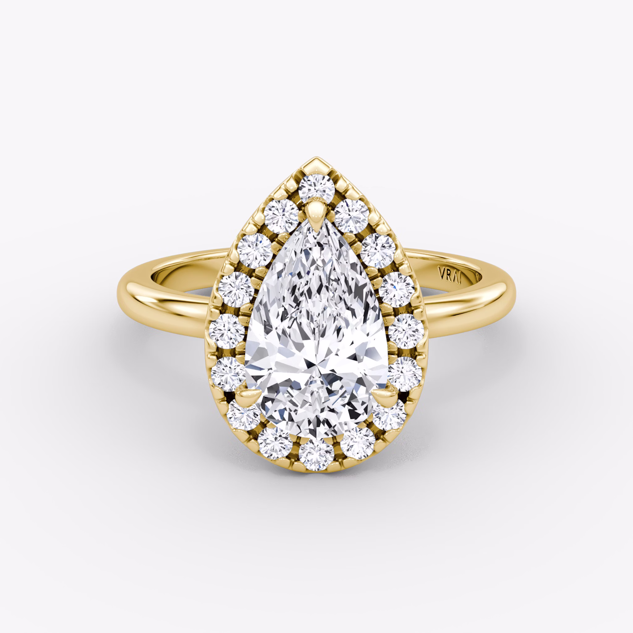 Halo | Tropfen | 18k | Gelbgold | bandAccent: Ohne Pavé-Besatz | haloSize: large | diamondOrientation: vertical | caratWeight: other
