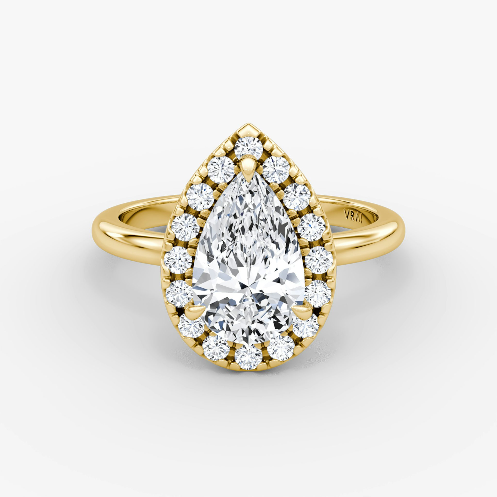 Halo | Tropfen | 18k | Gelbgold | bandAccent: Ohne Pavé-Besatz | haloSize: large | diamondOrientation: vertical | caratWeight: other