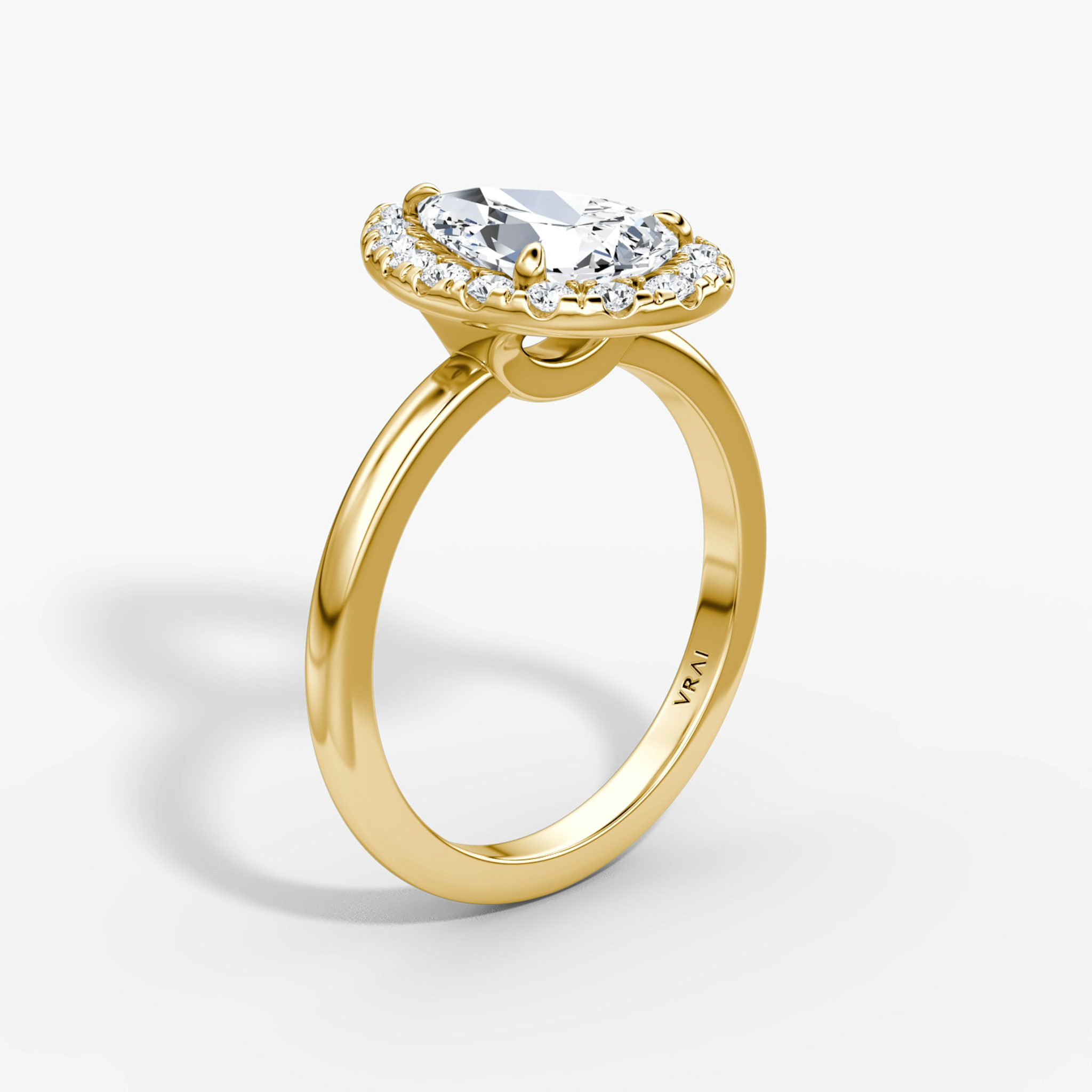 Halo | Tropfen | 18k | Gelbgold | bandAccent: Ohne Pavé-Besatz | haloSize: large | diamondOrientation: vertical | caratWeight: other