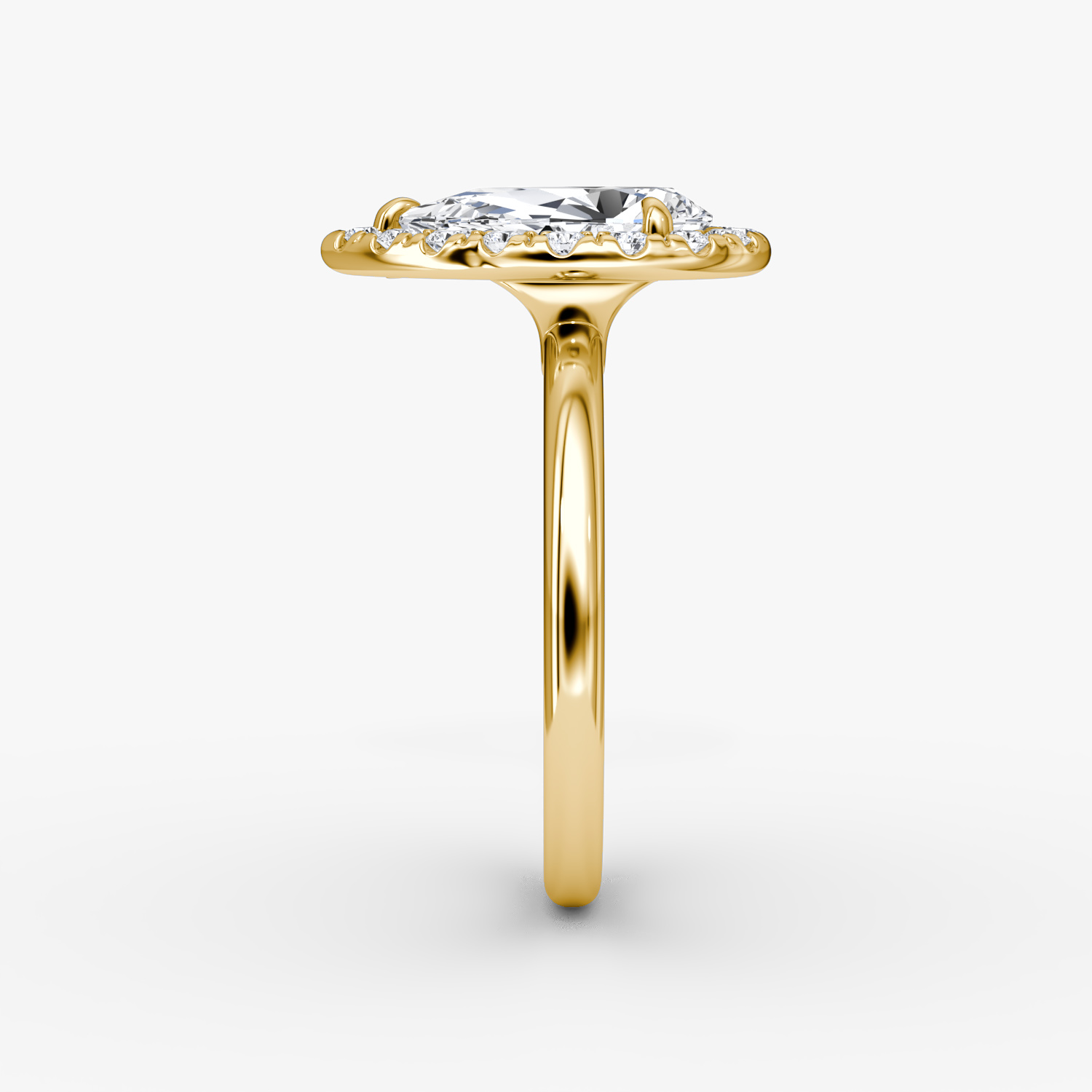 Halo | Tropfen | 18k | Gelbgold | bandAccent: Ohne Pavé-Besatz | haloSize: large | diamondOrientation: vertical | caratWeight: other
