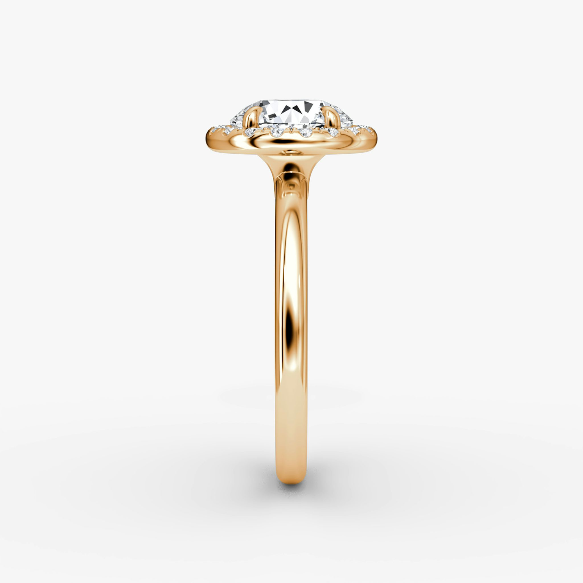 The Halo | Round Brilliant | 14k | Rose Gold | bandAccent: Plain | caratWeight: 2.0ct | haloSize: original | diamondOrientation: vertical