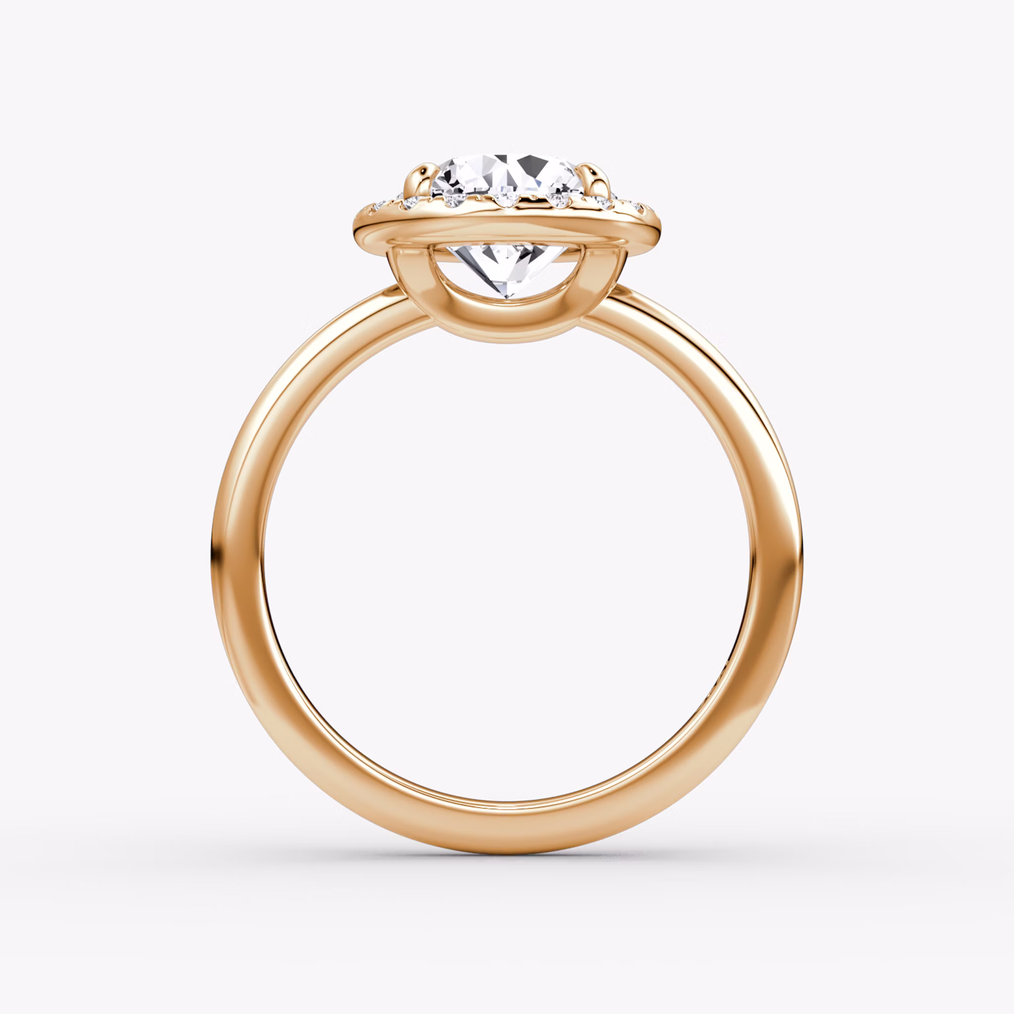 The Halo | Round Brilliant | 14k | Rose Gold | bandAccent: Plain | caratWeight: 2.0ct | haloSize: original | diamondOrientation: vertical