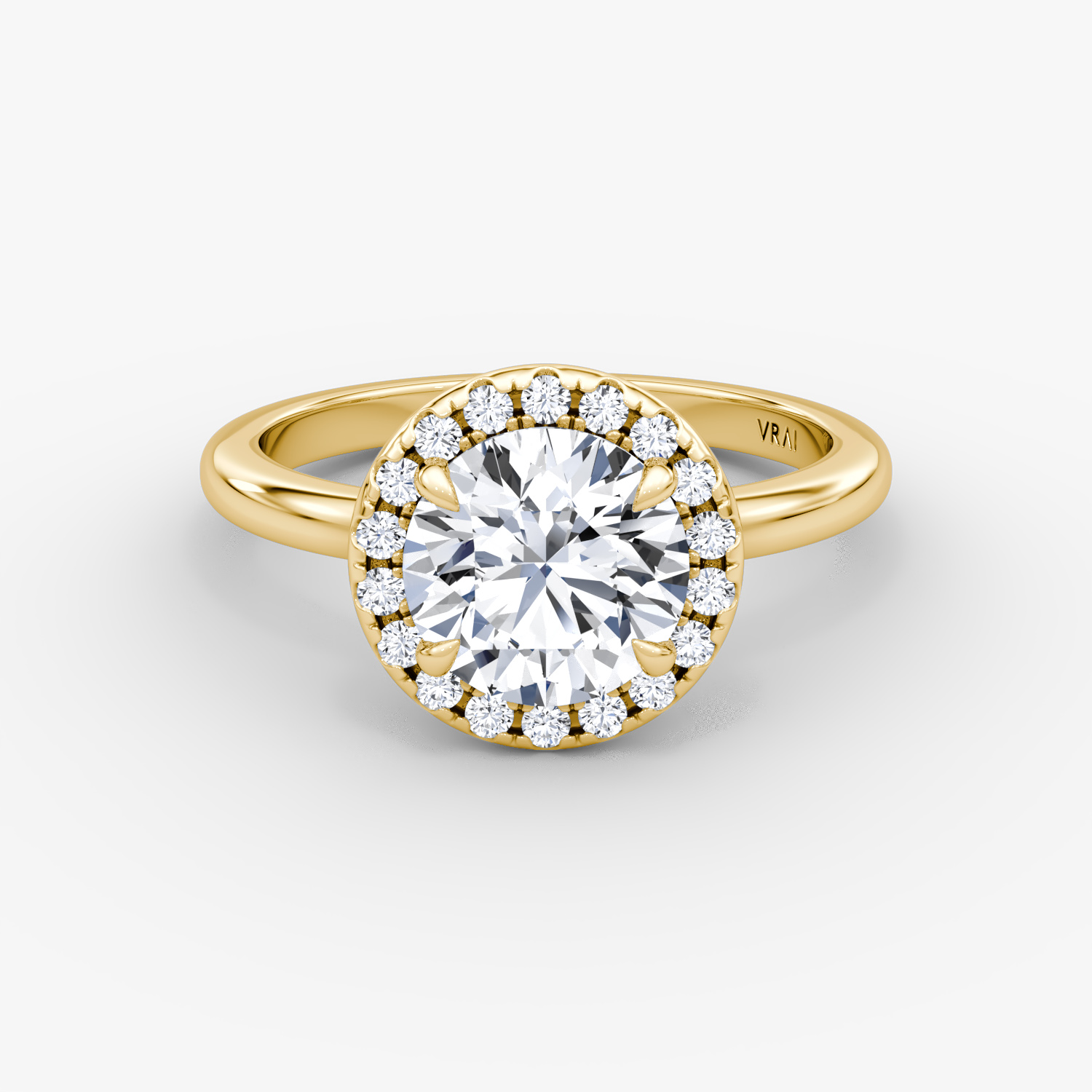 Halo | Rund | 18k | Gelbgold | bandAccent: Ohne Pavé-Besatz | caratWeight: other | haloSize: original | diamondOrientation: vertical