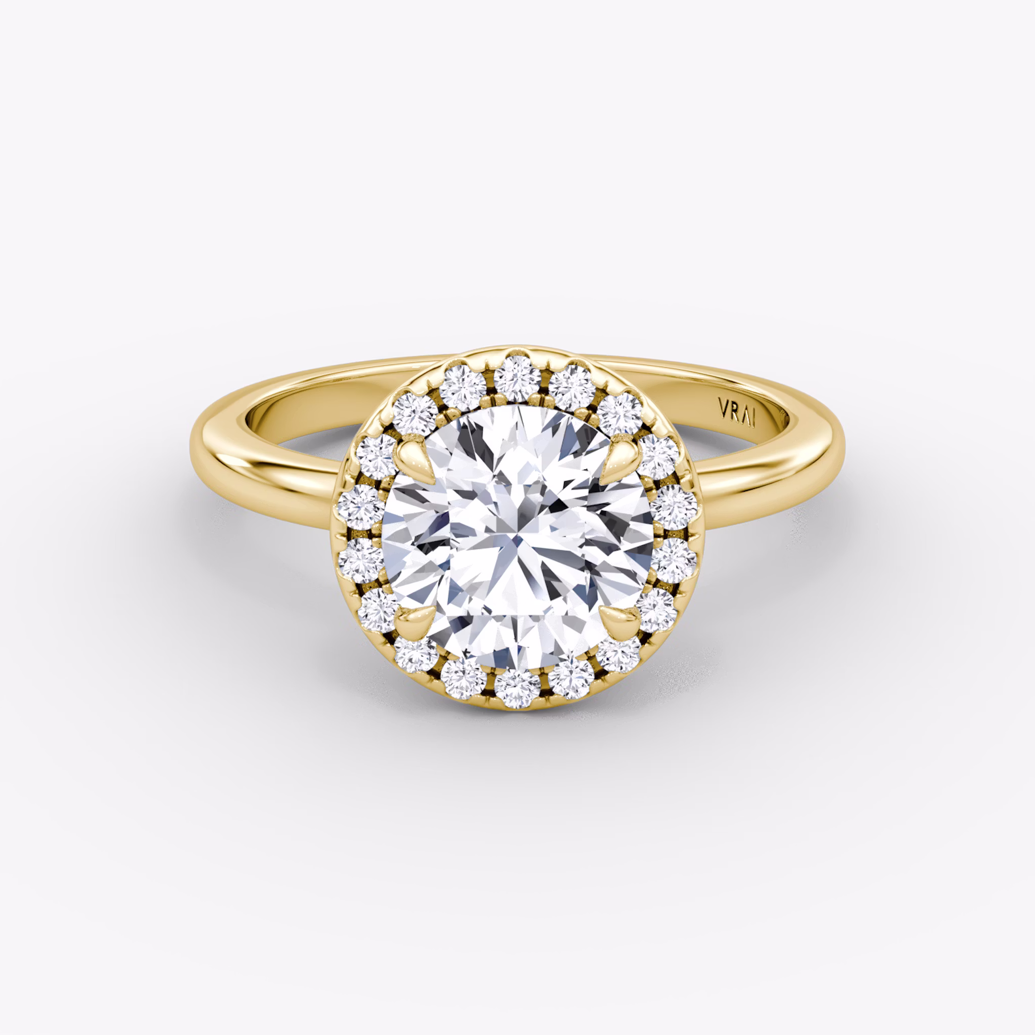 Halo | Rund | 18k | Gelbgold | bandAccent: Ohne Pavé-Besatz | caratWeight: other | haloSize: original | diamondOrientation: vertical