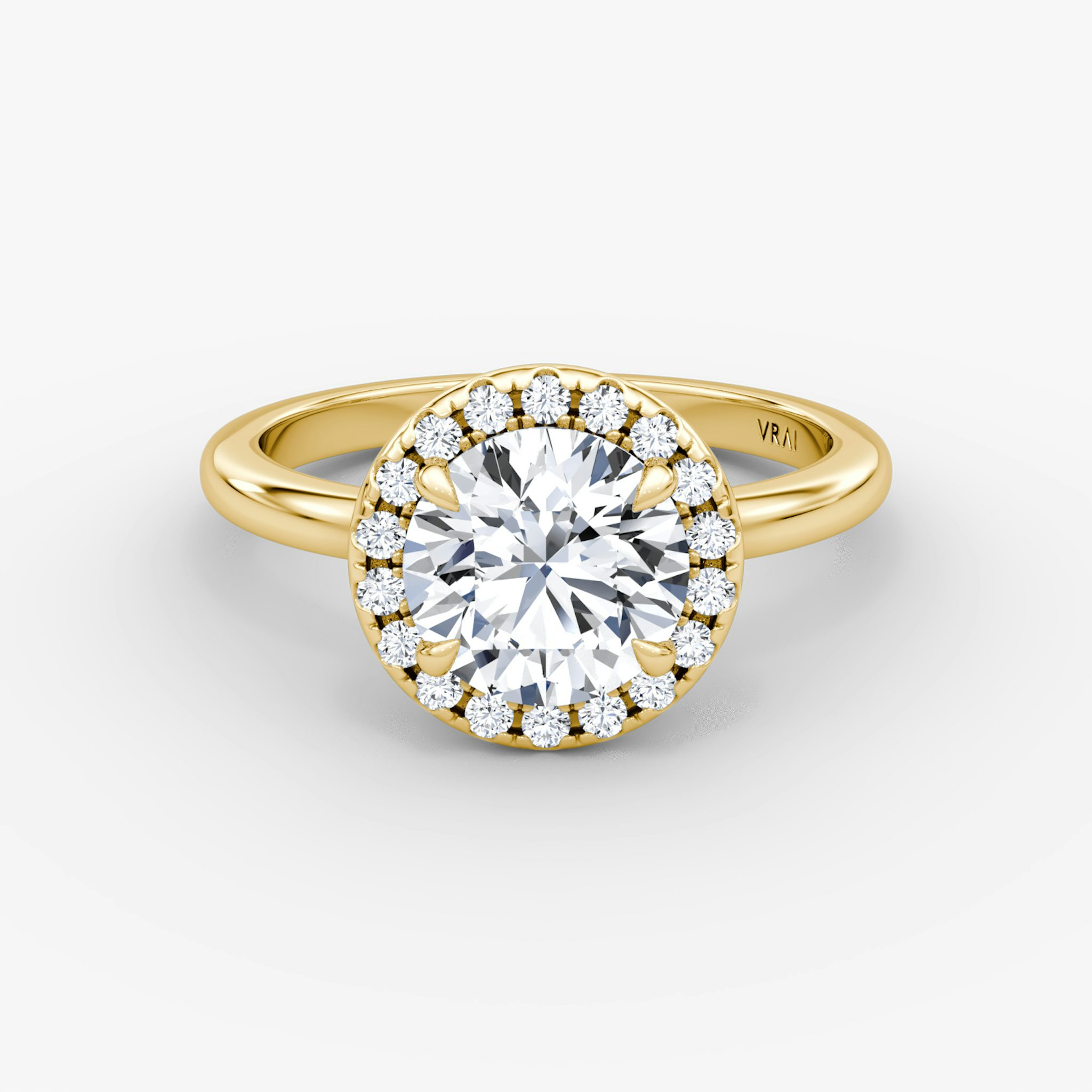 Halo | Rund | 18k | Gelbgold | bandAccent: Ohne Pavé-Besatz | caratWeight: other | haloSize: original | diamondOrientation: vertical