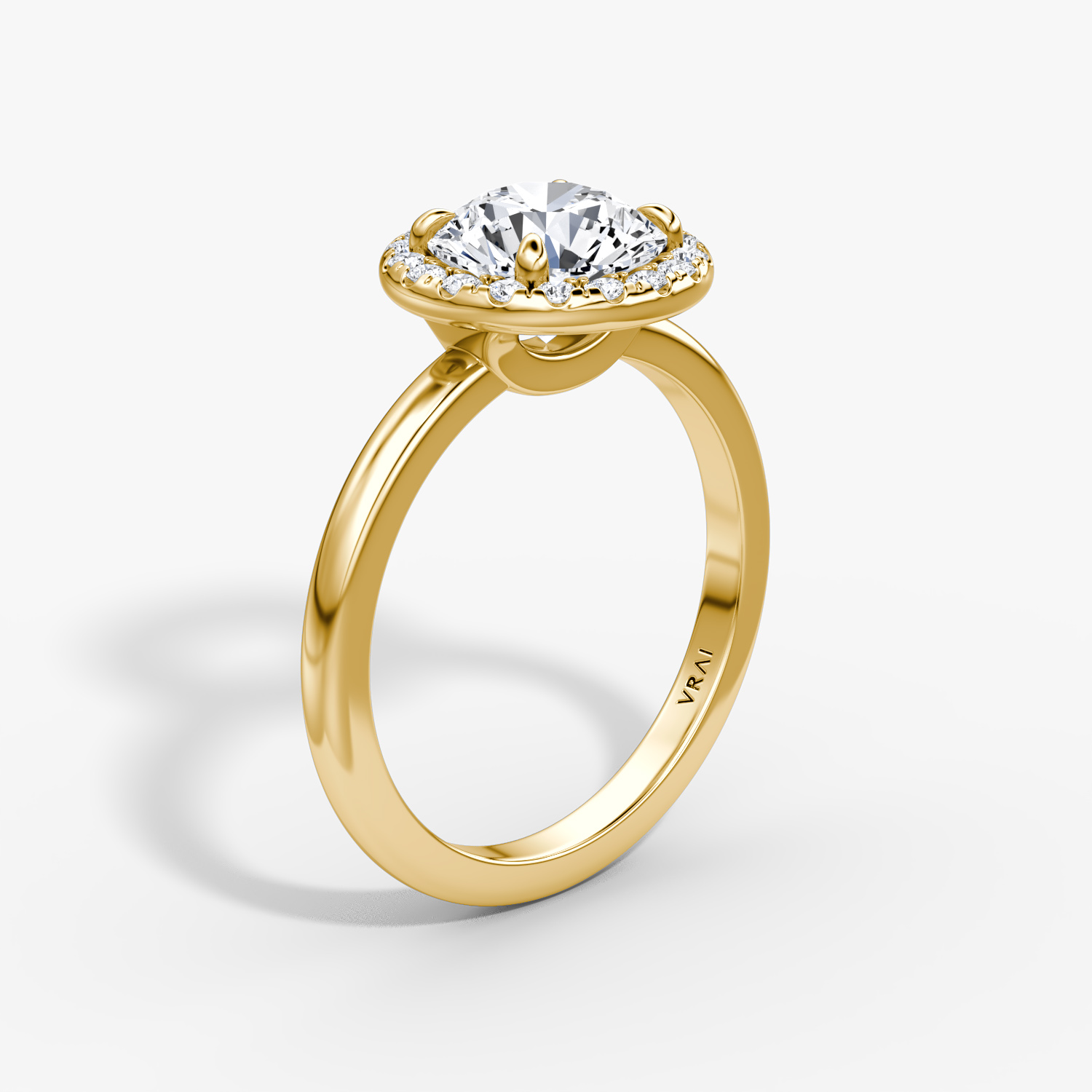 Halo | Rund | 18k | Gelbgold | bandAccent: Ohne Pavé-Besatz | caratWeight: other | haloSize: original | diamondOrientation: vertical