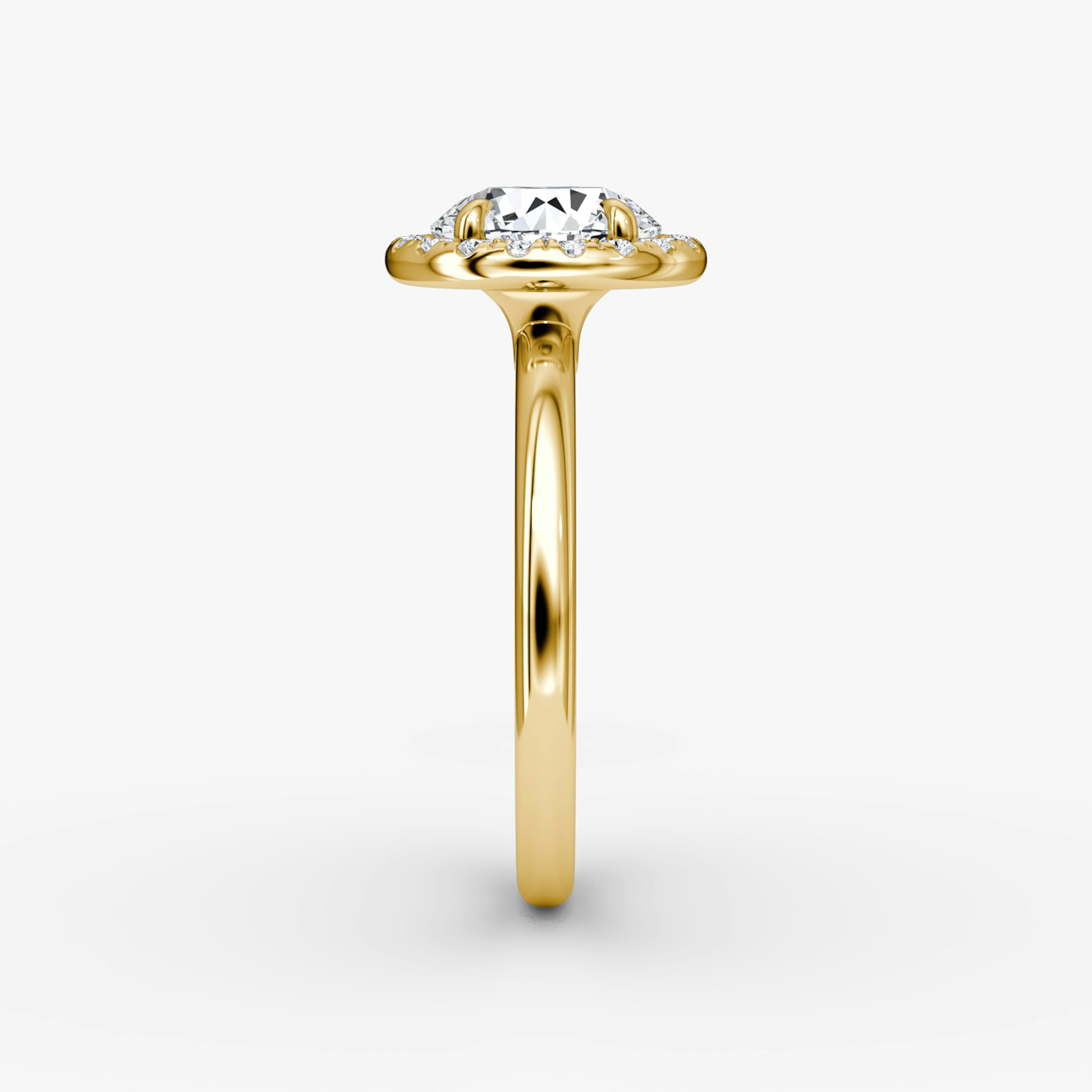 Halo | Rund | 18k | Gelbgold | bandAccent: Ohne Pavé-Besatz | caratWeight: other | haloSize: original | diamondOrientation: vertical