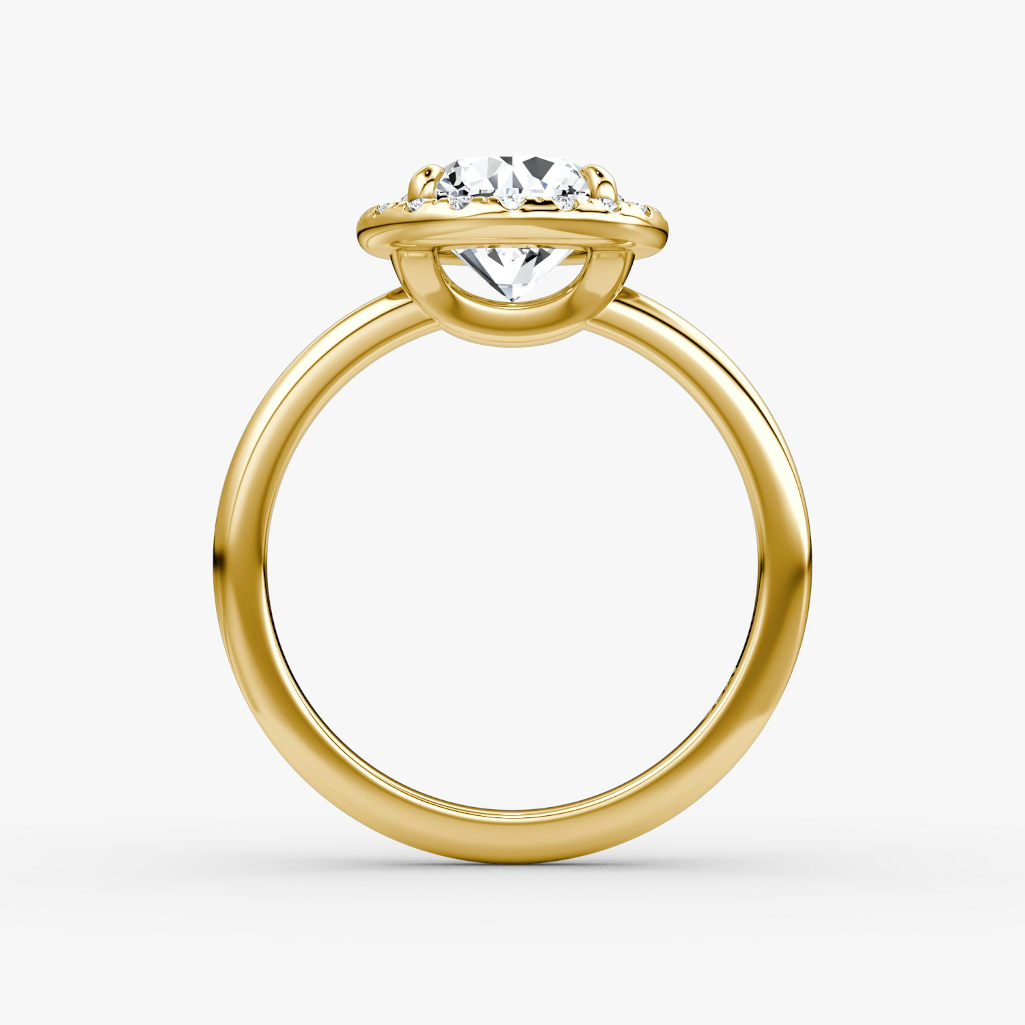 Halo | Rund | 18k | Gelbgold | bandAccent: Ohne Pavé-Besatz | caratWeight: other | haloSize: original | diamondOrientation: vertical