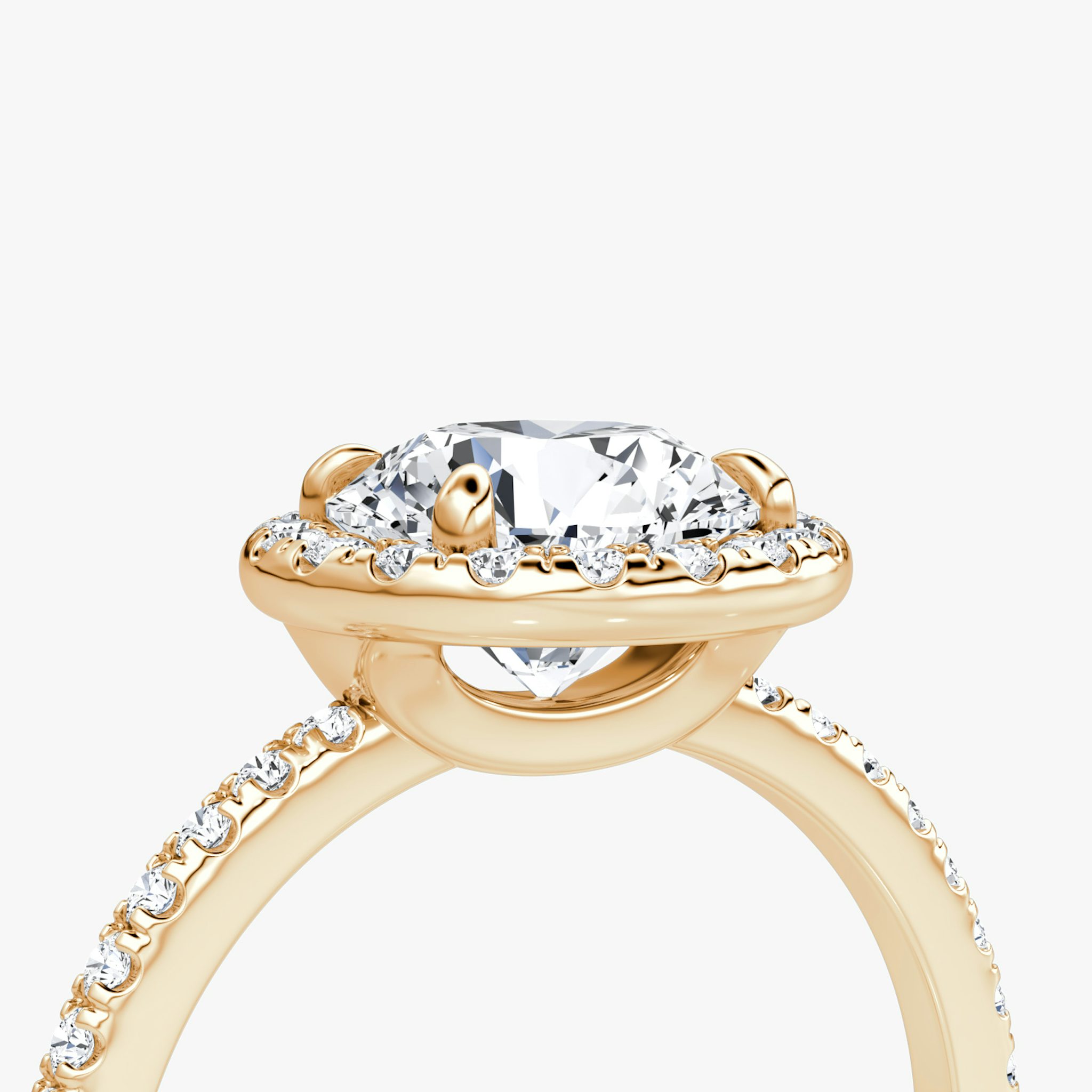 The Halo | Round Brilliant | 14k | Rose Gold | bandAccent: Pavé | caratWeight: other | haloSize: original | diamondOrientation: vertical