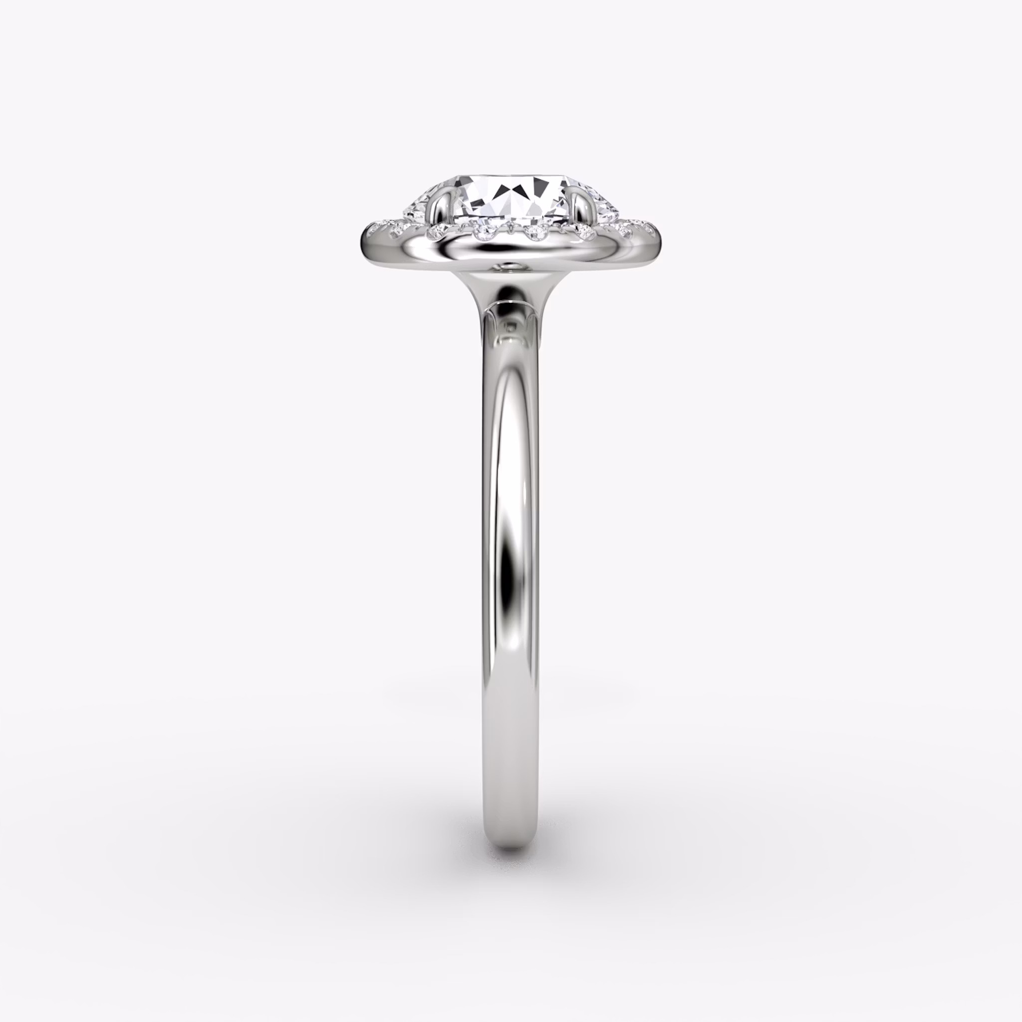The Halo | Round Brilliant | 18k | White Gold | bandAccent: Plain | caratWeight: 2.0ct | haloSize: original | diamondOrientation: vertical