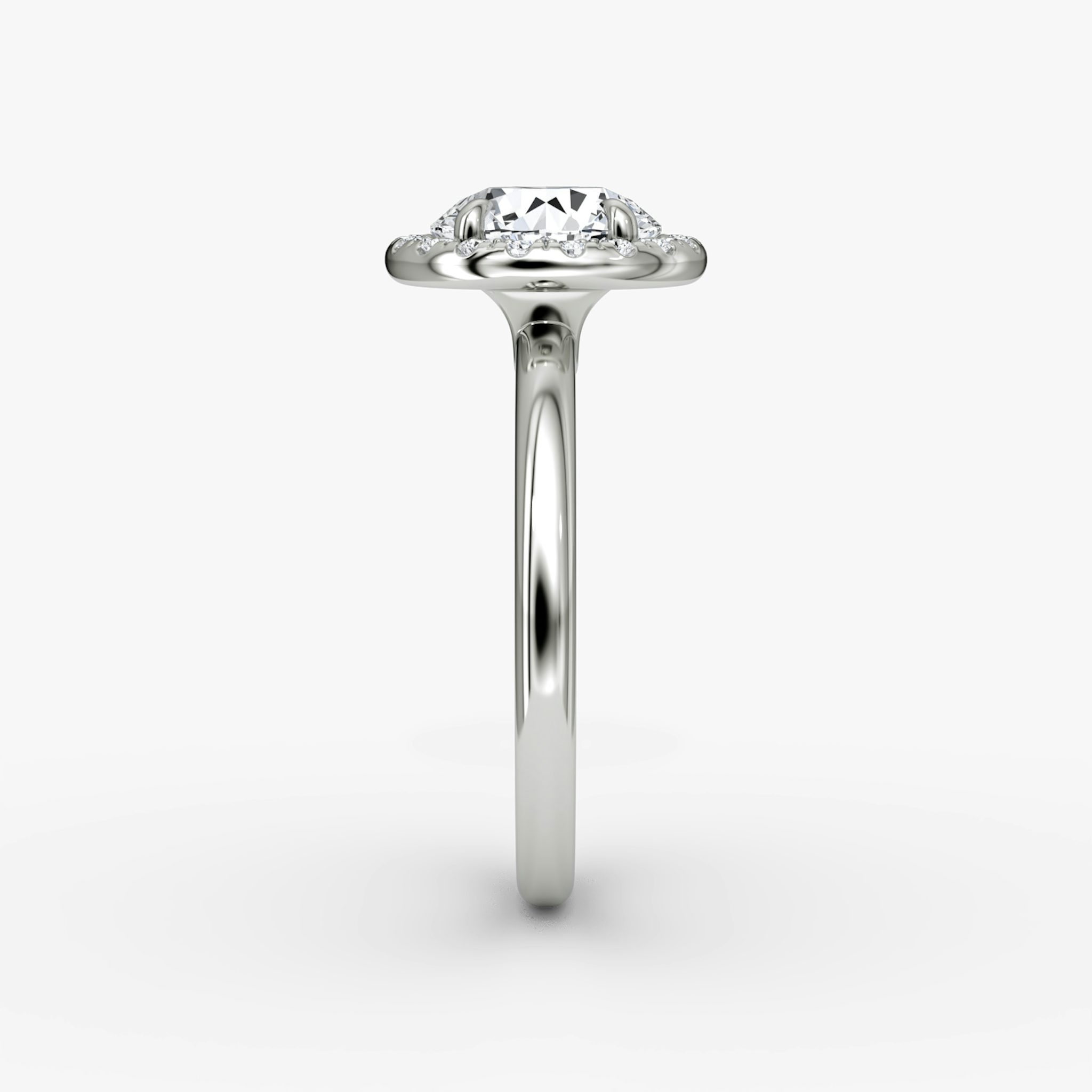 The Halo | Round Brilliant | 18k | White Gold | bandAccent: Plain | caratWeight: 2.0ct | haloSize: original | diamondOrientation: vertical
