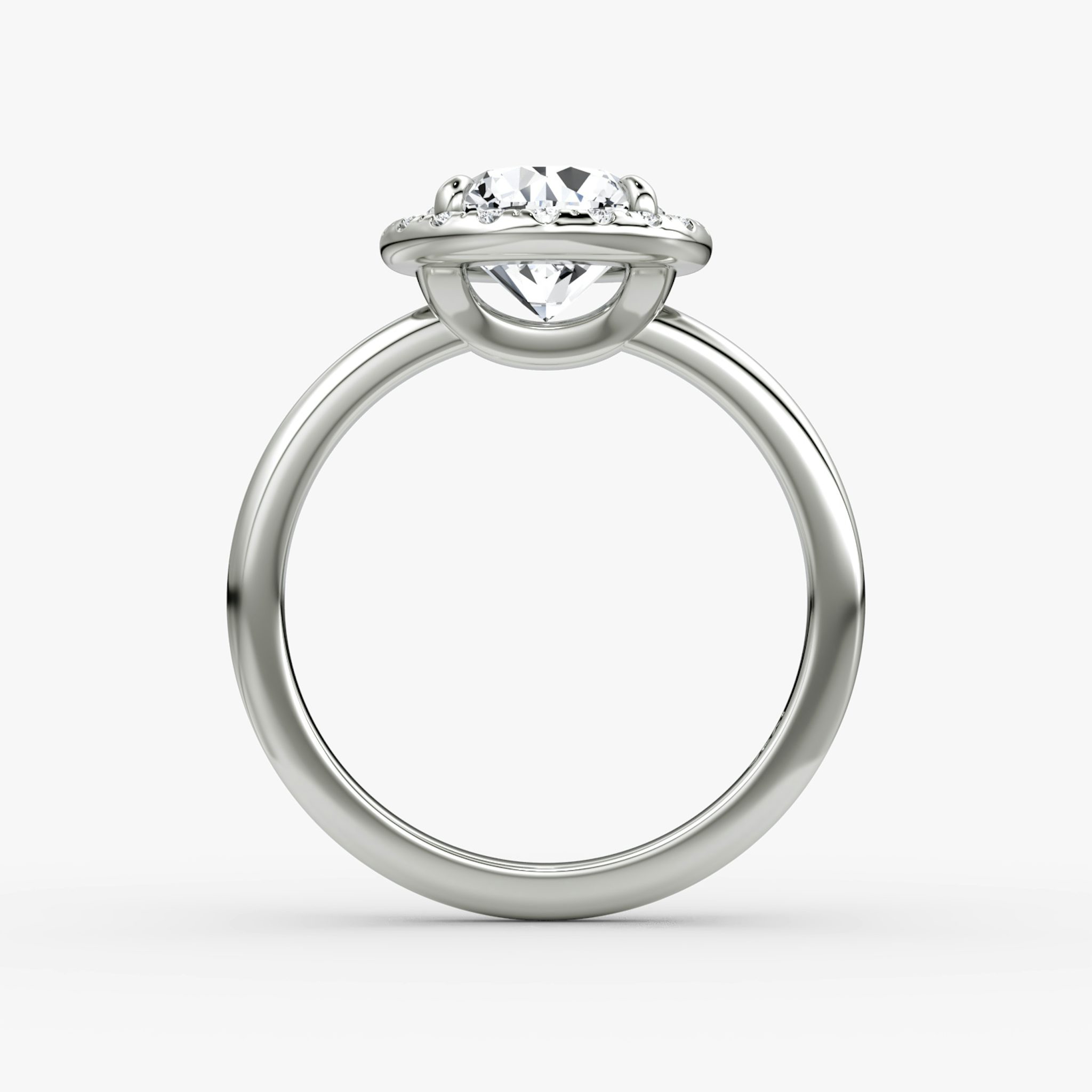 The Halo | Round Brilliant | 18k | White Gold | bandAccent: Plain | caratWeight: 2.0ct | haloSize: original | diamondOrientation: vertical