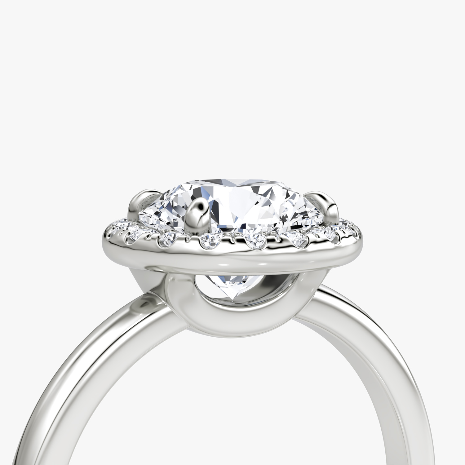 The Halo | Round Brilliant | 18k | White Gold | bandAccent: Plain | caratWeight: 1.0ct | haloSize: original | diamondOrientation: vertical