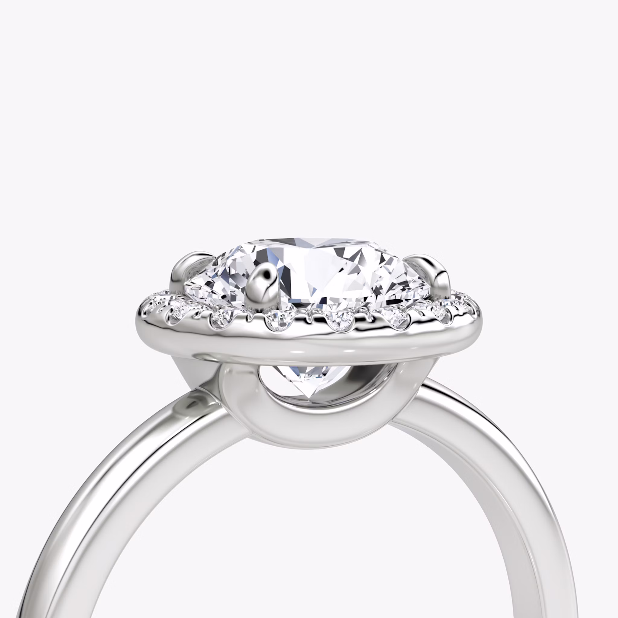 The Halo | Round Brilliant | 18k | White Gold | bandAccent: Plain | caratWeight: 2.0ct | haloSize: original | diamondOrientation: vertical