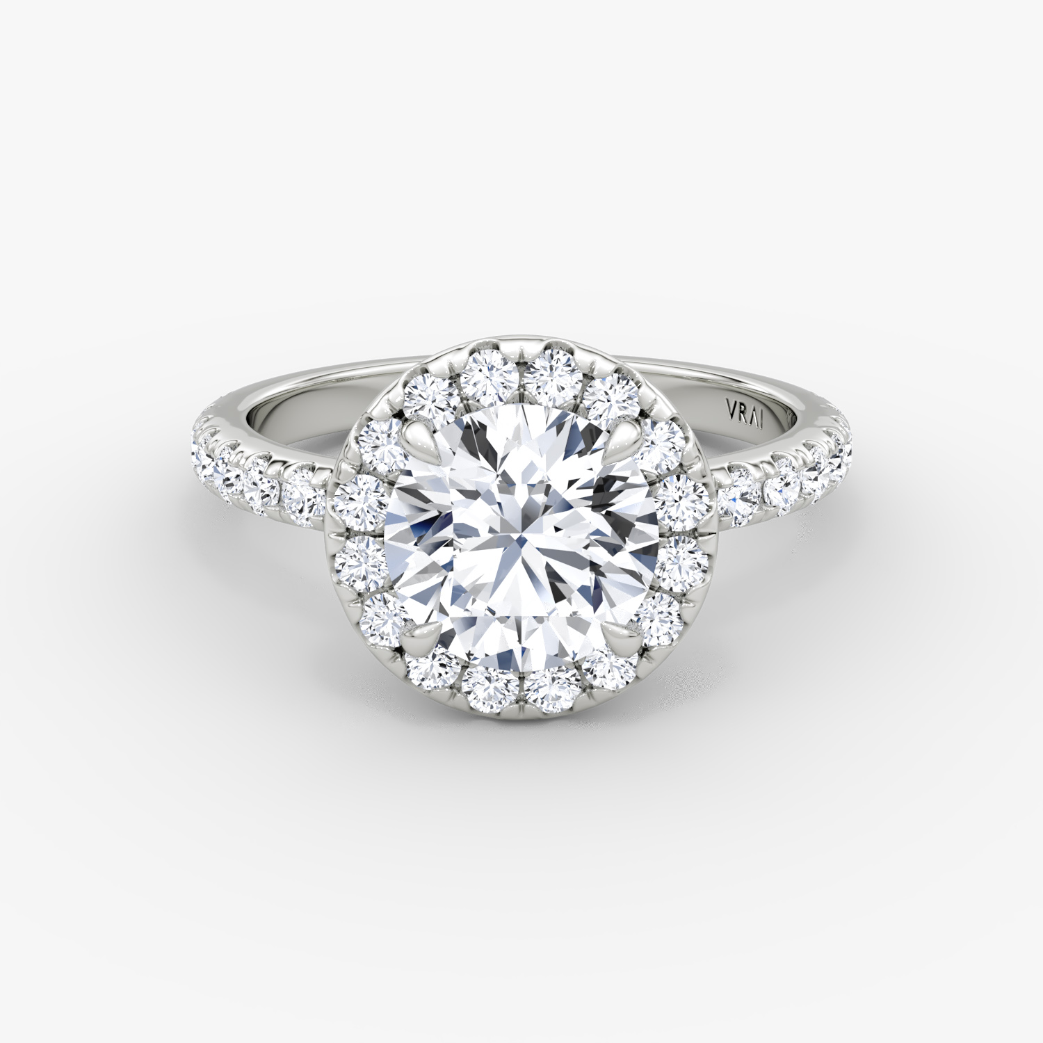Anillo de compromiso Halo | Brillante | 18k | Oro blanco | bandAccent: Pavé | caratWeight: 1.0ct | haloSize: large | diamondOrientation: vertical