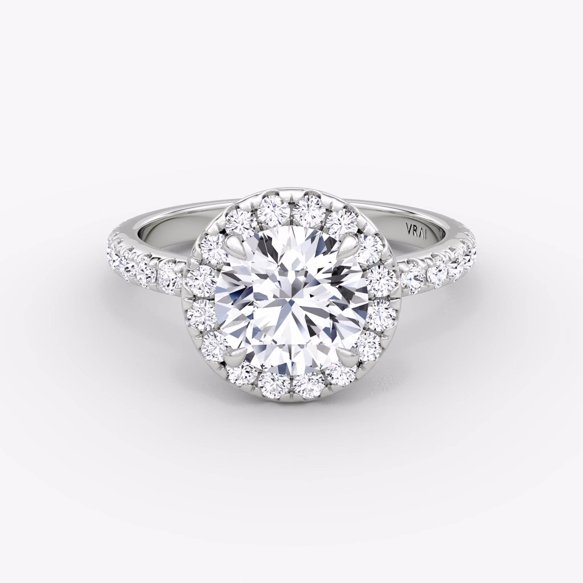 Anillo de compromiso Halo | Brillante | 18k | Oro blanco | bandAccent: Pavé | caratWeight: 1.0ct | haloSize: large | diamondOrientation: vertical