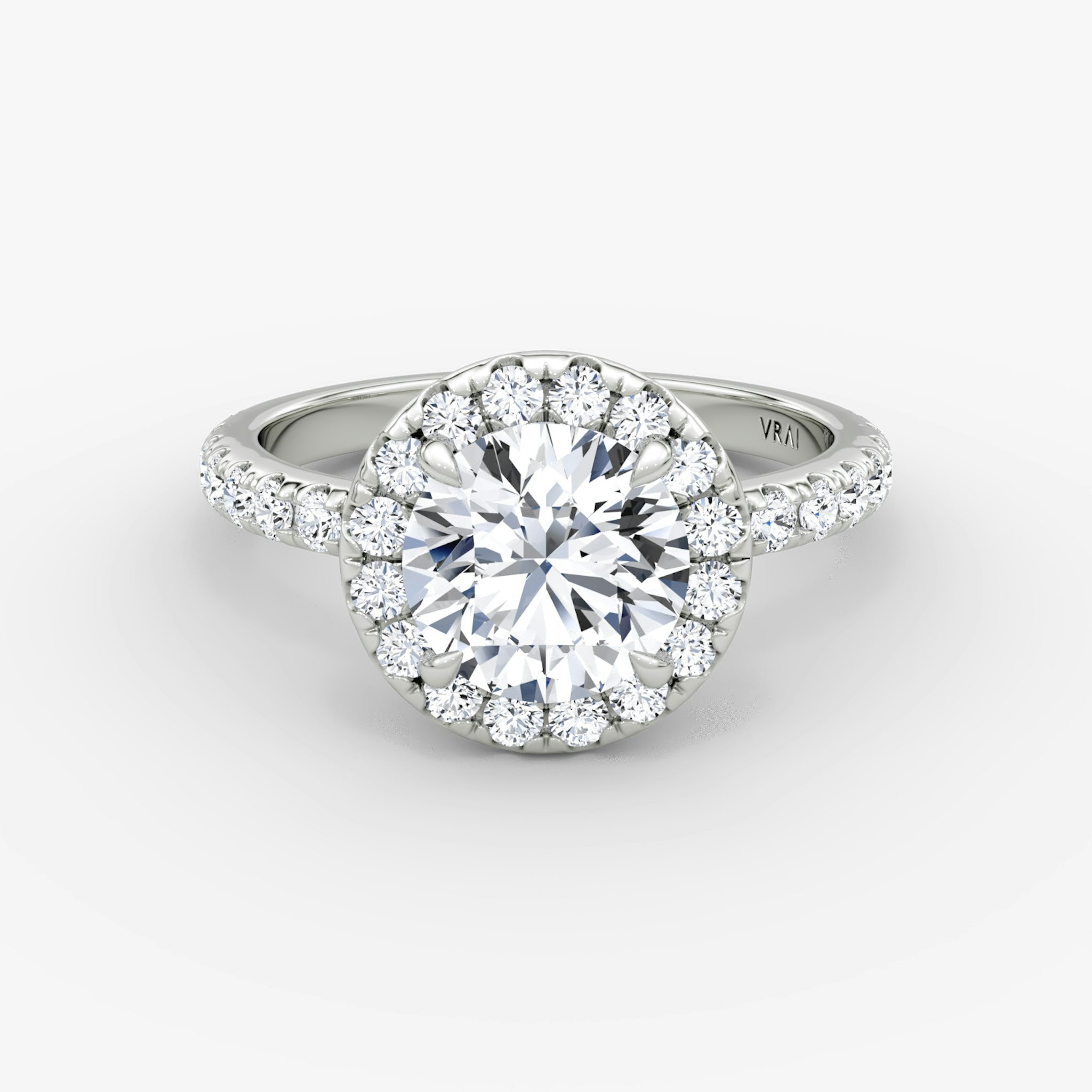 Anillo de compromiso Halo | Brillante | 18k | Oro blanco | bandAccent: Pavé | caratWeight: 1.0ct | haloSize: large | diamondOrientation: vertical