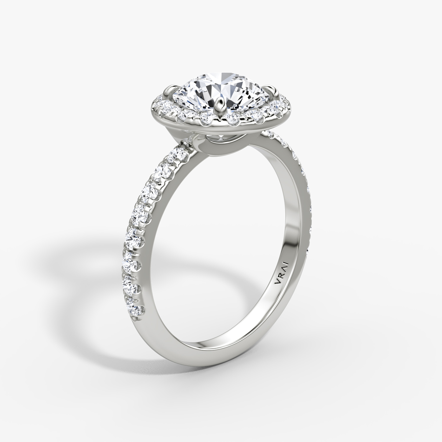 Anillo de compromiso Halo | Brillante | 18k | Oro blanco | bandAccent: Pavé | caratWeight: 1.0ct | haloSize: large | diamondOrientation: vertical