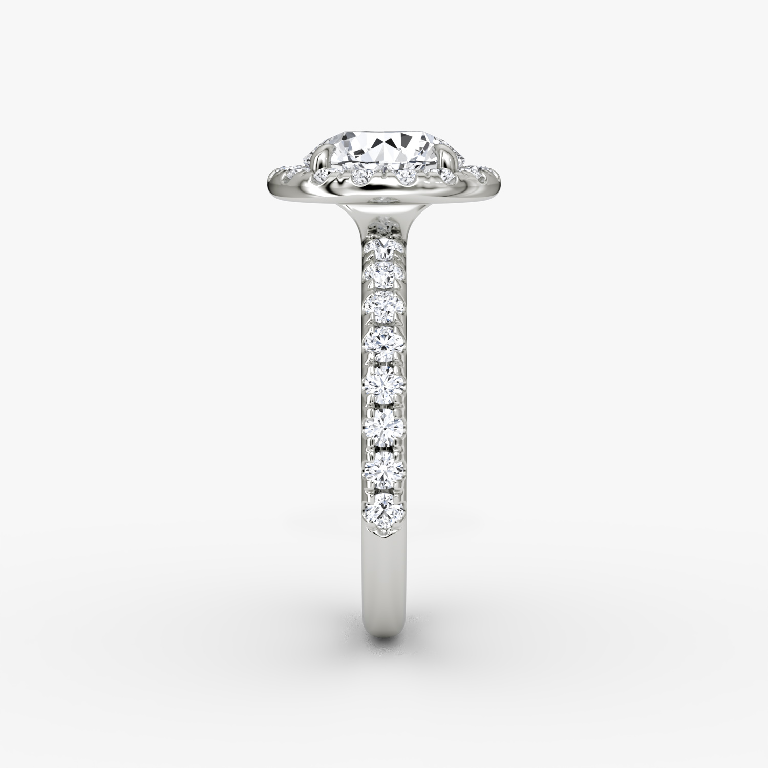 Anillo de compromiso Halo | Brillante | 18k | Oro blanco | bandAccent: Pavé | caratWeight: 1.0ct | haloSize: large | diamondOrientation: vertical
