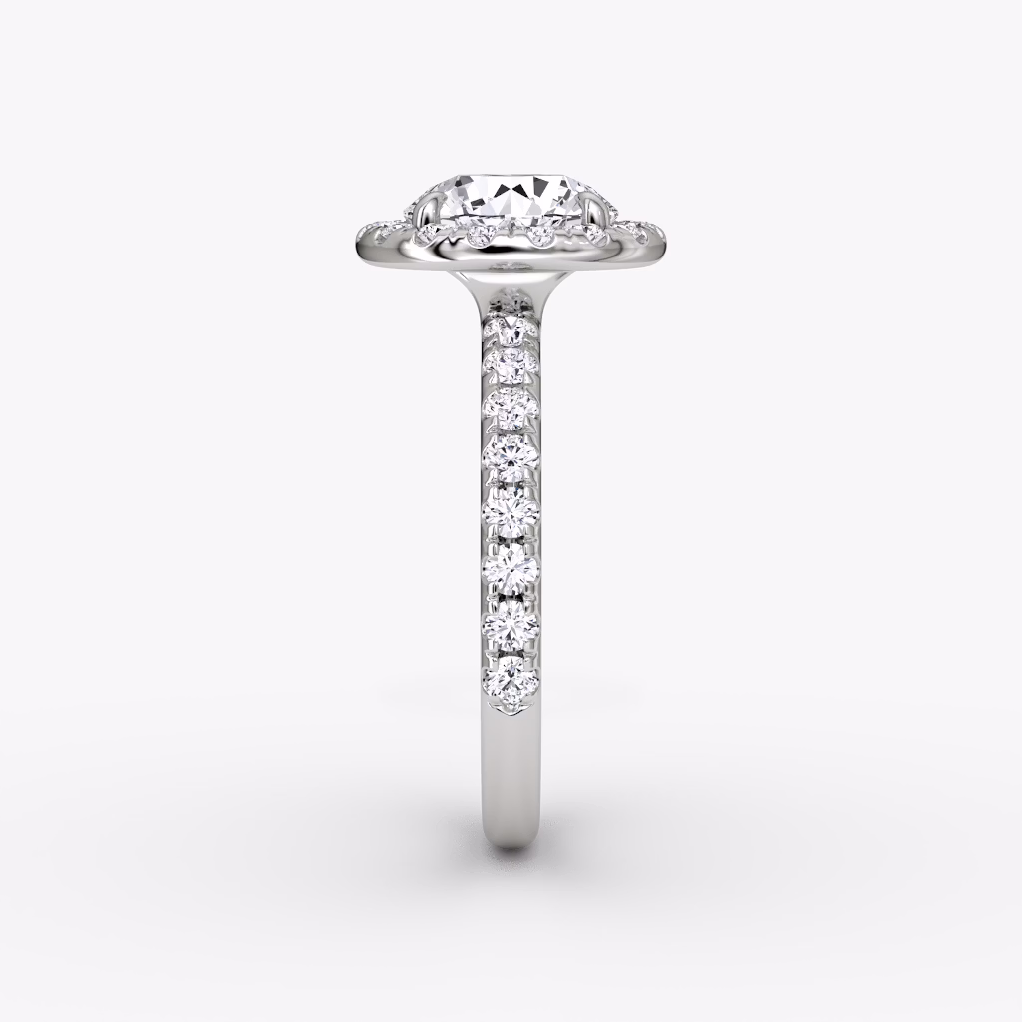 Anillo de compromiso Halo | Brillante | 18k | Oro blanco | bandAccent: Pavé | caratWeight: 1.0ct | haloSize: large | diamondOrientation: vertical