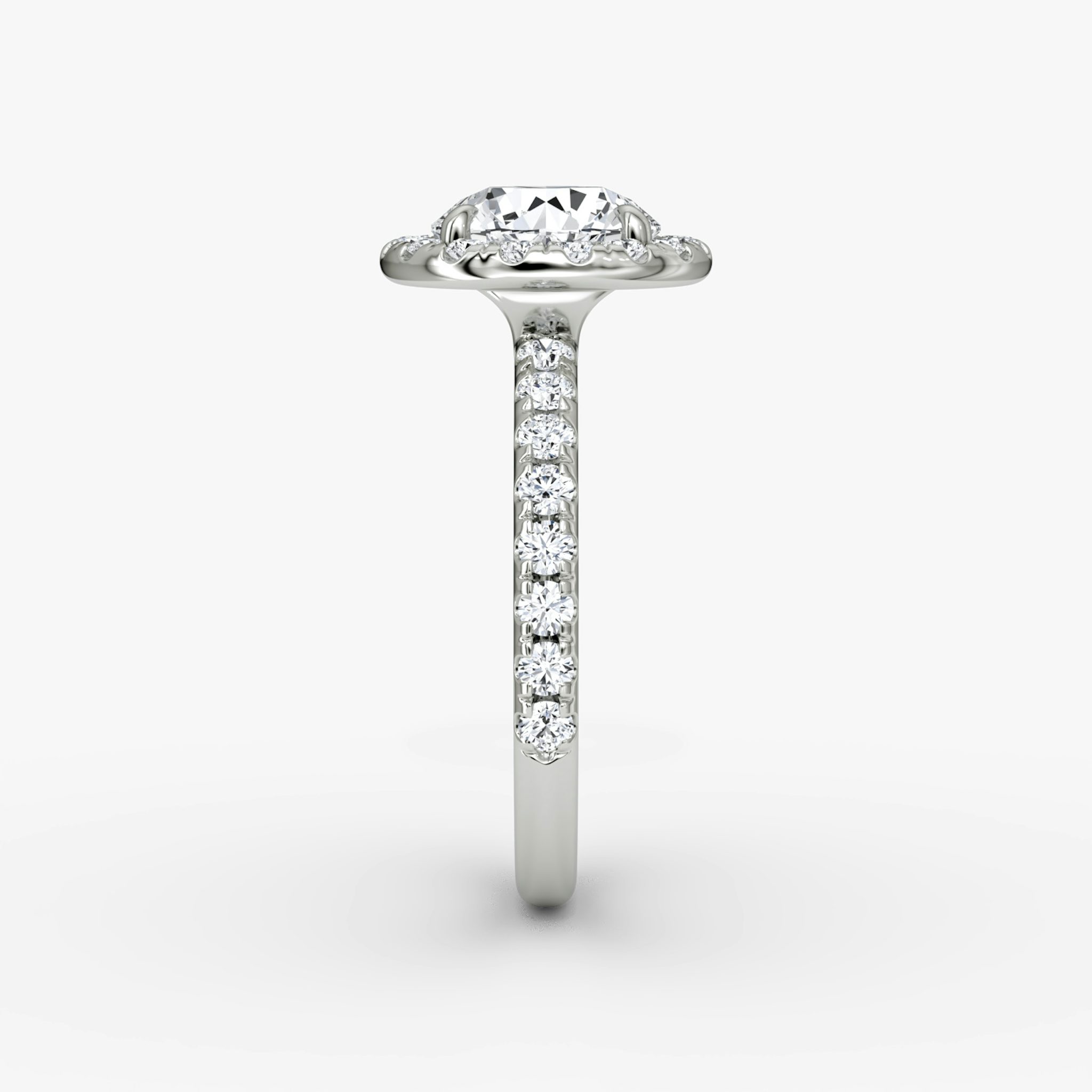 Anillo de compromiso Halo | Brillante | 18k | Oro blanco | bandAccent: Pavé | caratWeight: 1.0ct | haloSize: large | diamondOrientation: vertical