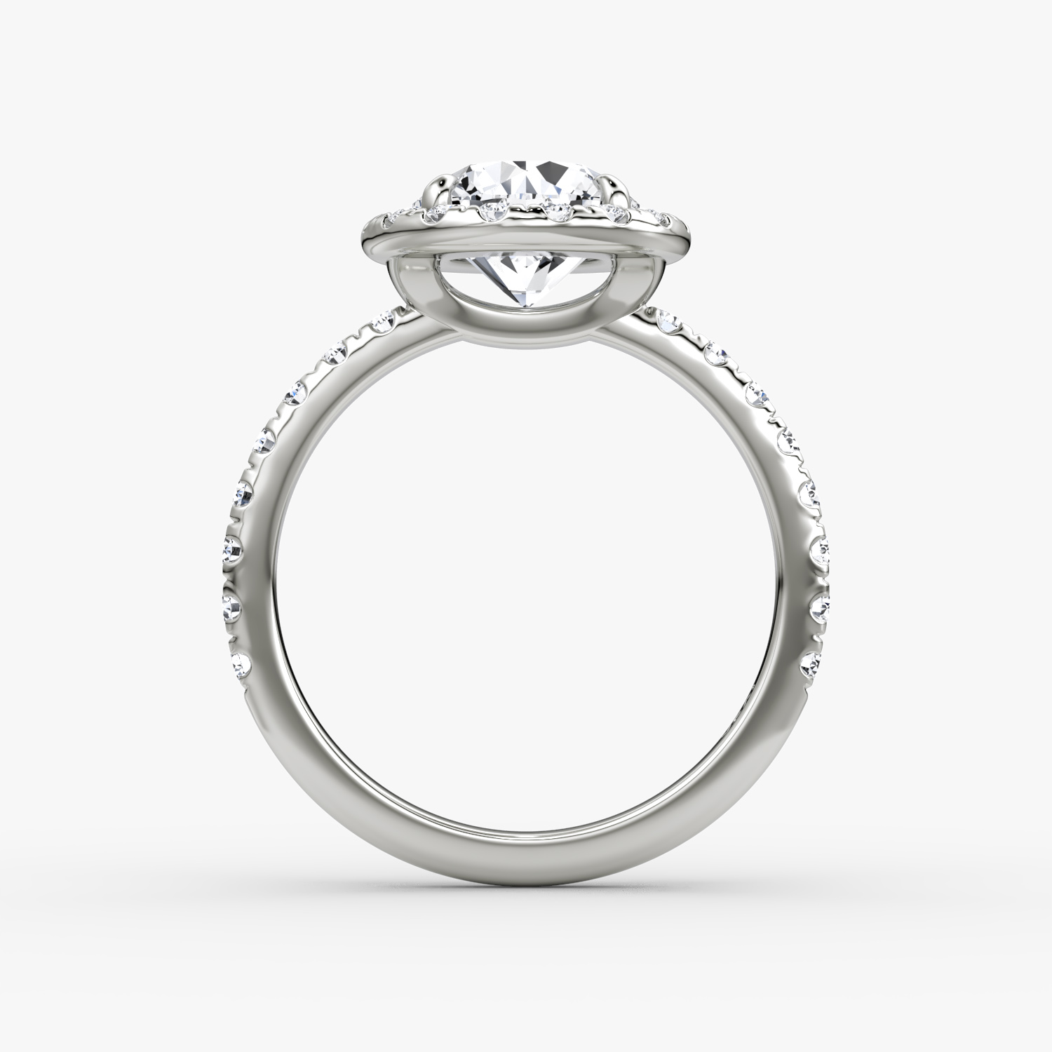 Anillo de compromiso Halo | Brillante | 18k | Oro blanco | bandAccent: Pavé | caratWeight: 1.0ct | haloSize: large | diamondOrientation: vertical