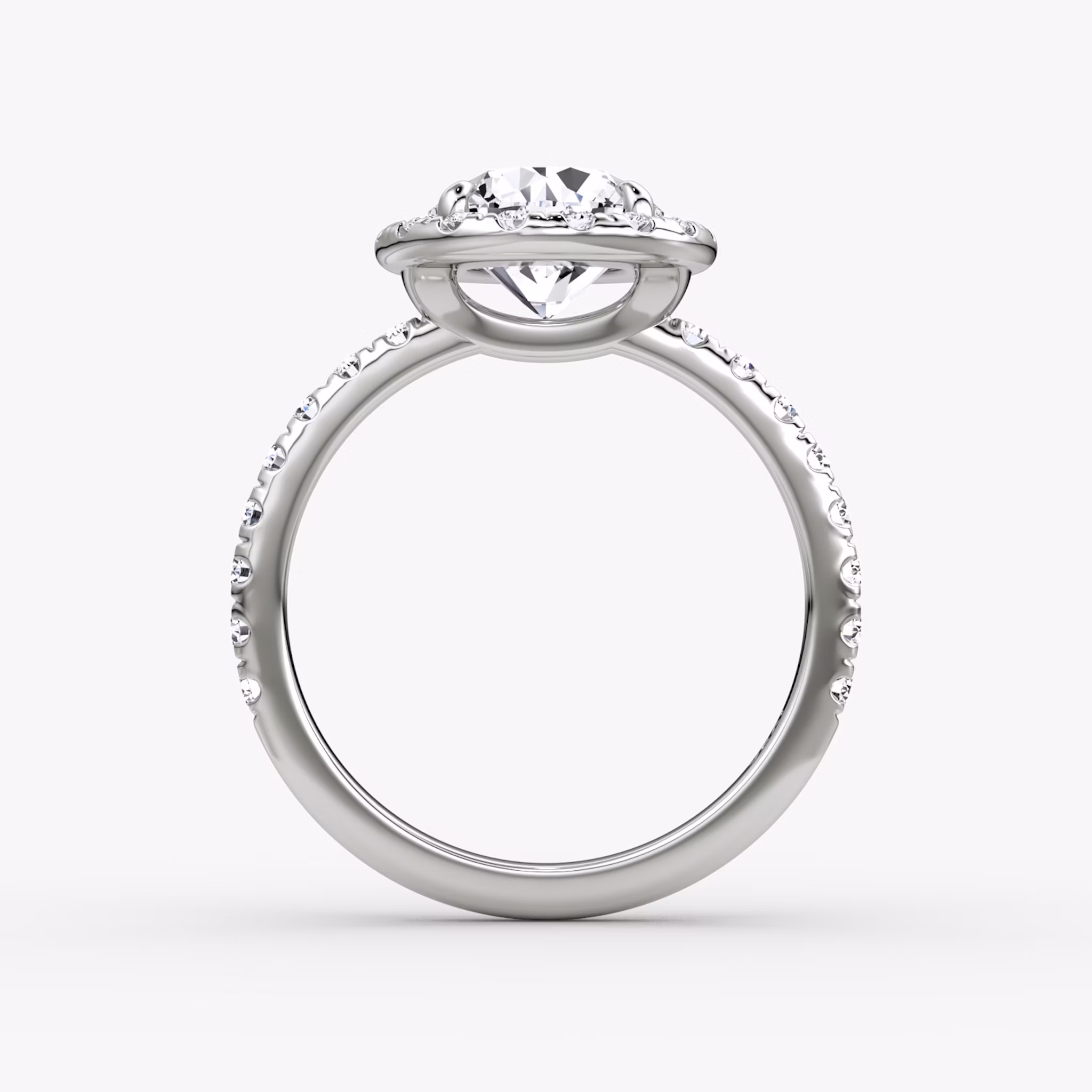 Anillo de compromiso Halo | Brillante | 18k | Oro blanco | bandAccent: Pavé | caratWeight: 1.0ct | haloSize: large | diamondOrientation: vertical