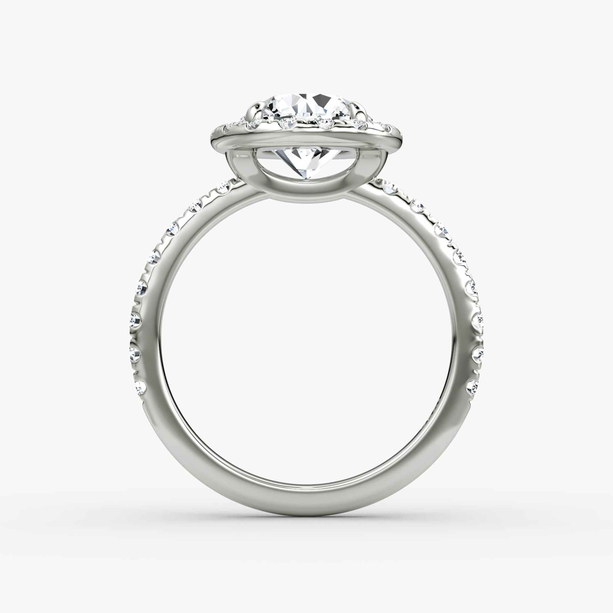 Anillo de compromiso Halo | Brillante | 18k | Oro blanco | bandAccent: Pavé | caratWeight: 1.0ct | haloSize: large | diamondOrientation: vertical