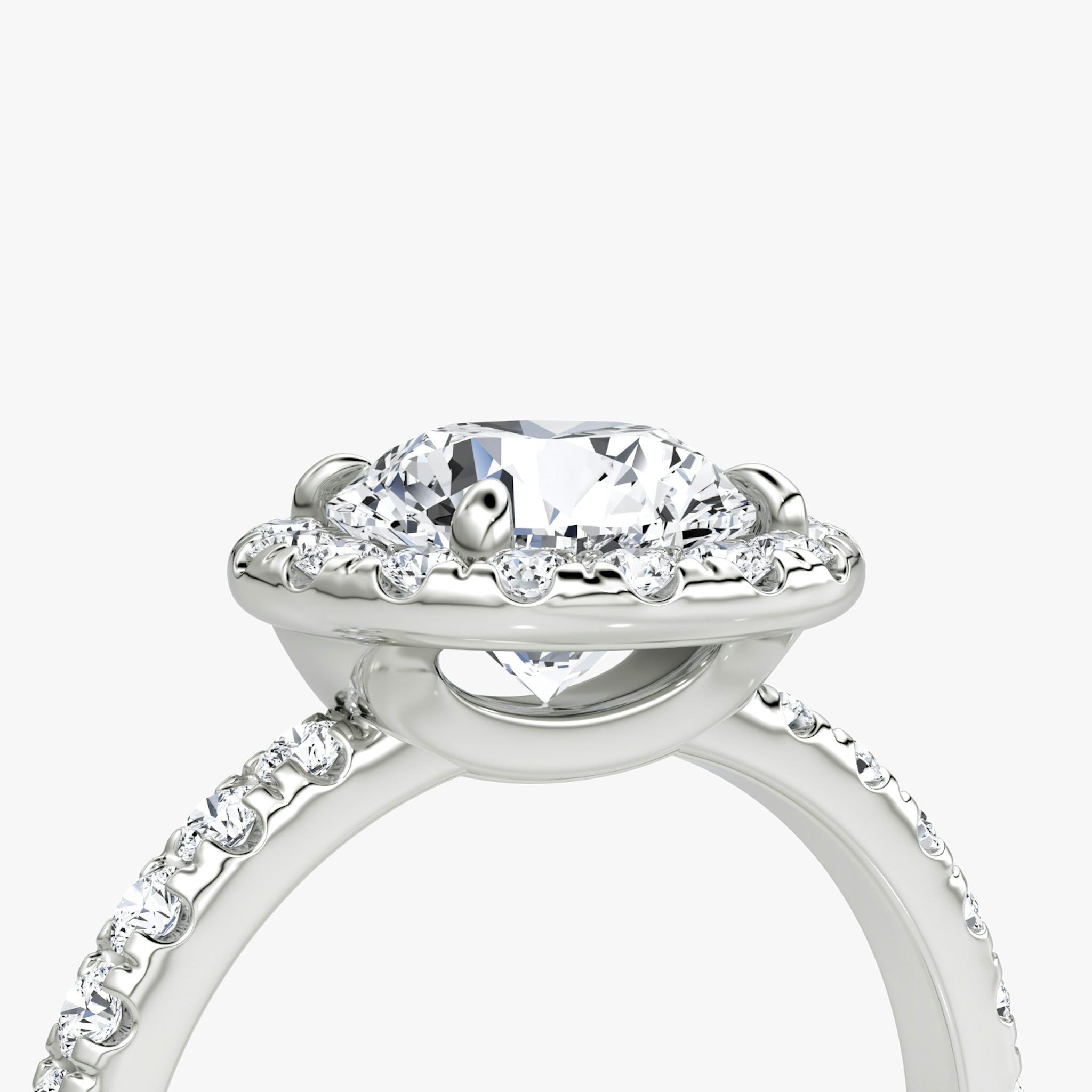 Anillo de compromiso Halo | Brillante | 18k | Oro blanco | bandAccent: Pavé | caratWeight: 1.0ct | haloSize: large | diamondOrientation: vertical