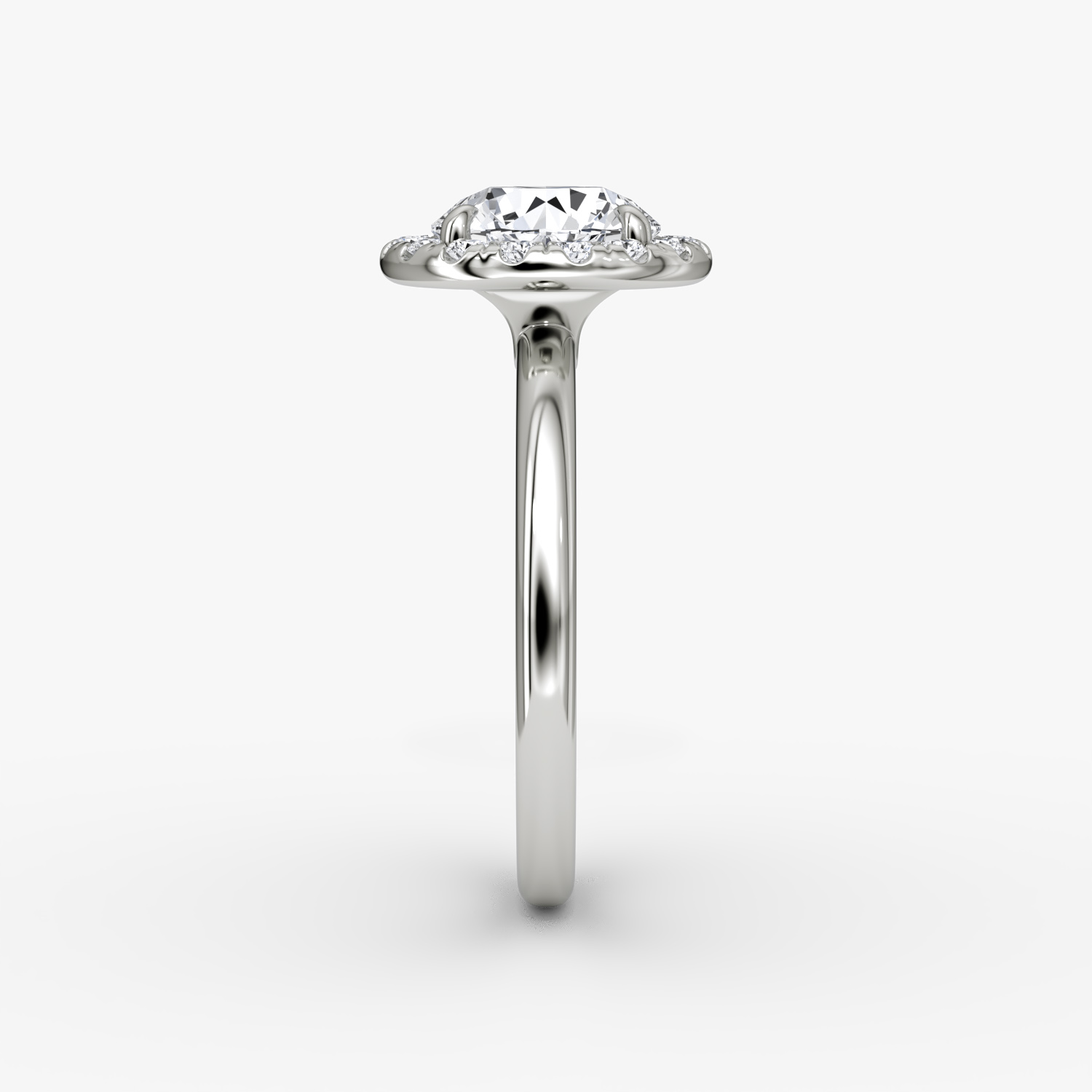 The Halo | Round Brilliant | 18k | White Gold | bandAccent: Plain | caratWeight: other | haloSize: large | diamondOrientation: vertical