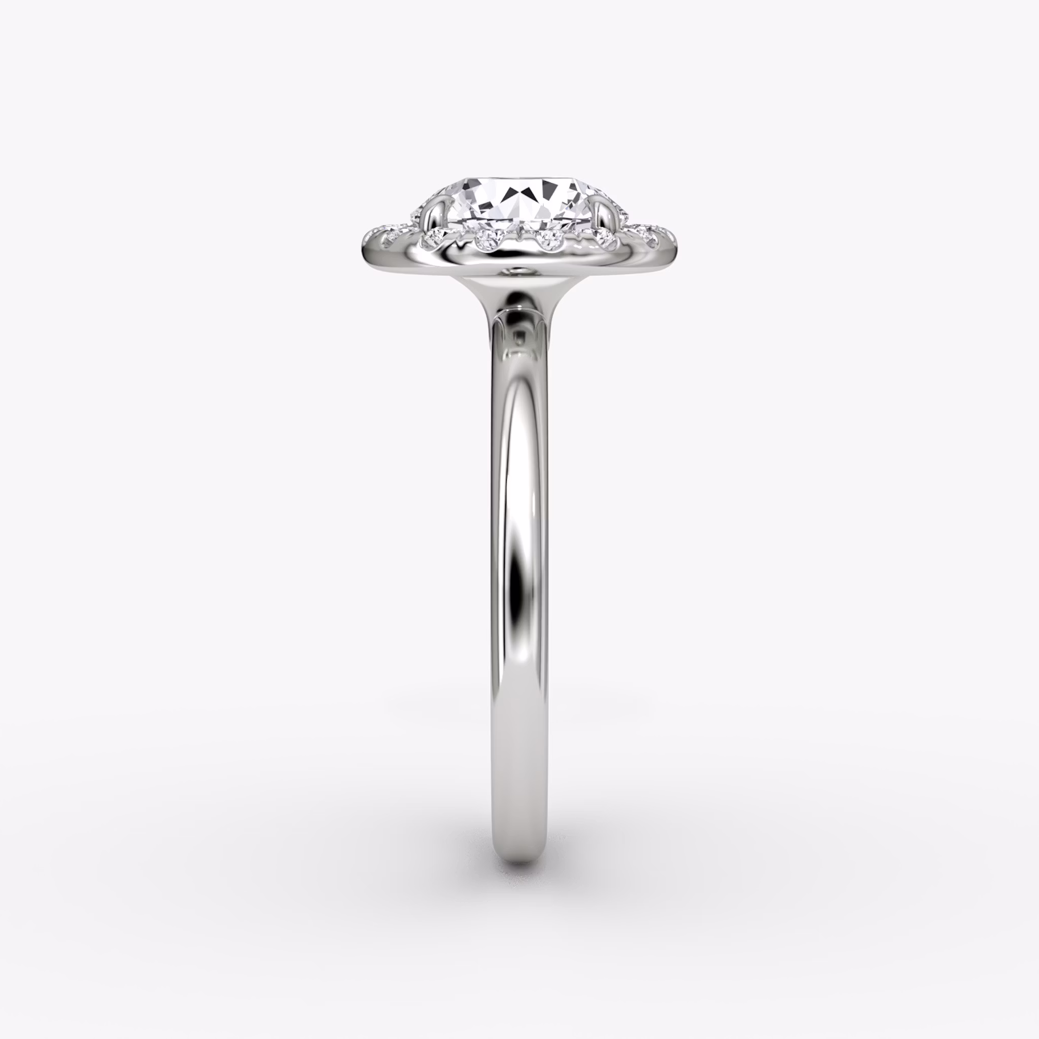 The Halo | Round Brilliant | 18k | White Gold | bandAccent: Plain | caratWeight: other | haloSize: large | diamondOrientation: vertical